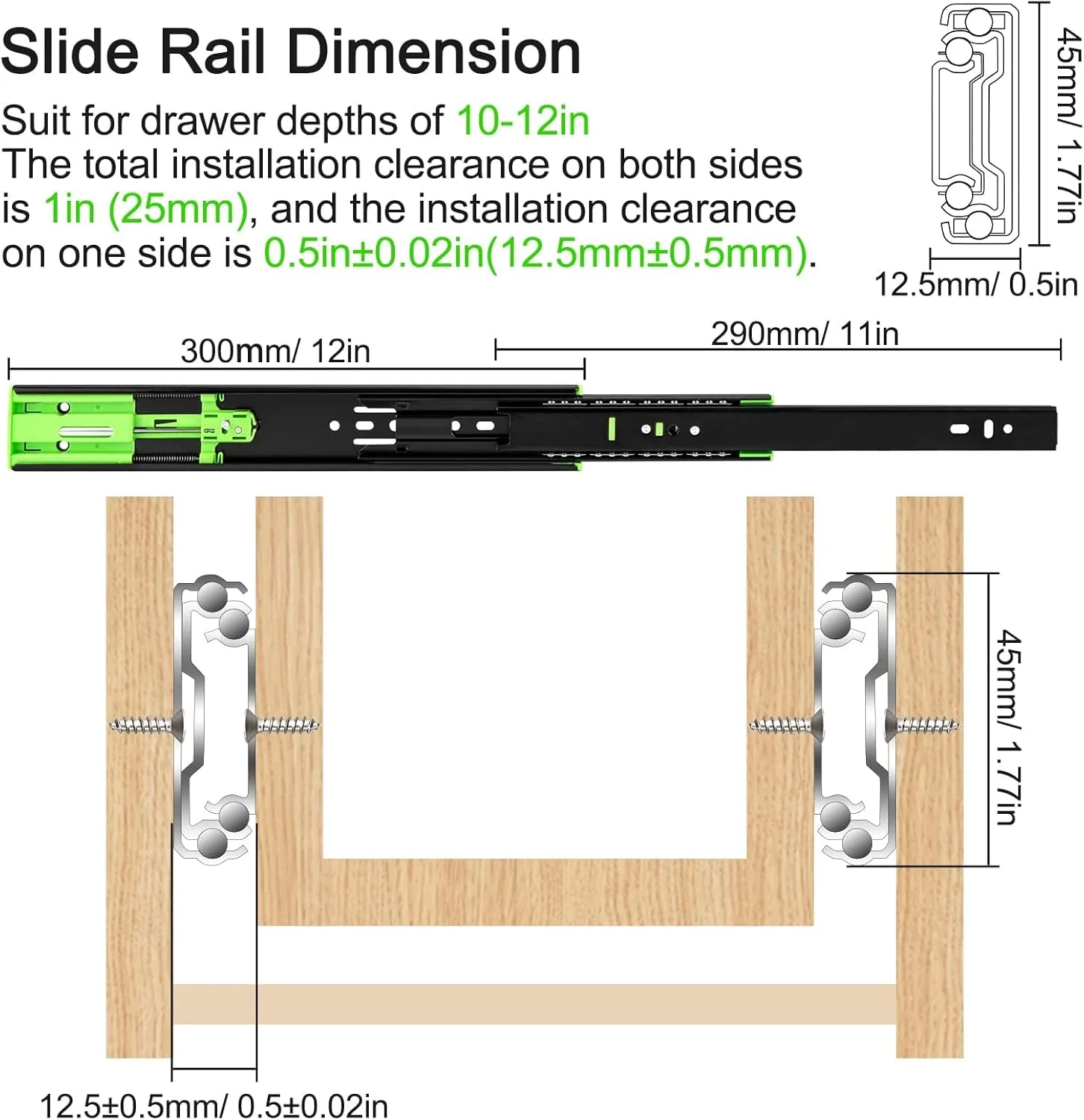 ریل کشویی دو تکه دفسدار با نمای کم و مکانیزم بسته شدن نرم، سه لایه فولاد ضد زنگ ضخیم تر با بلبرینگ، ریل های مشکی رنگ نصب جانبی برای جعبه ابزار بدون دستگیره ریل کشویی دو تکه دفسدار با نمای کم و مکانیزم بسته شدن نرم، سه لایه فولاد ضد زنگ ضخیم تر با بلبرینگ، ریل های مشکی رنگ نصب جانبی برای جعبه ابزار بدون دستگیره