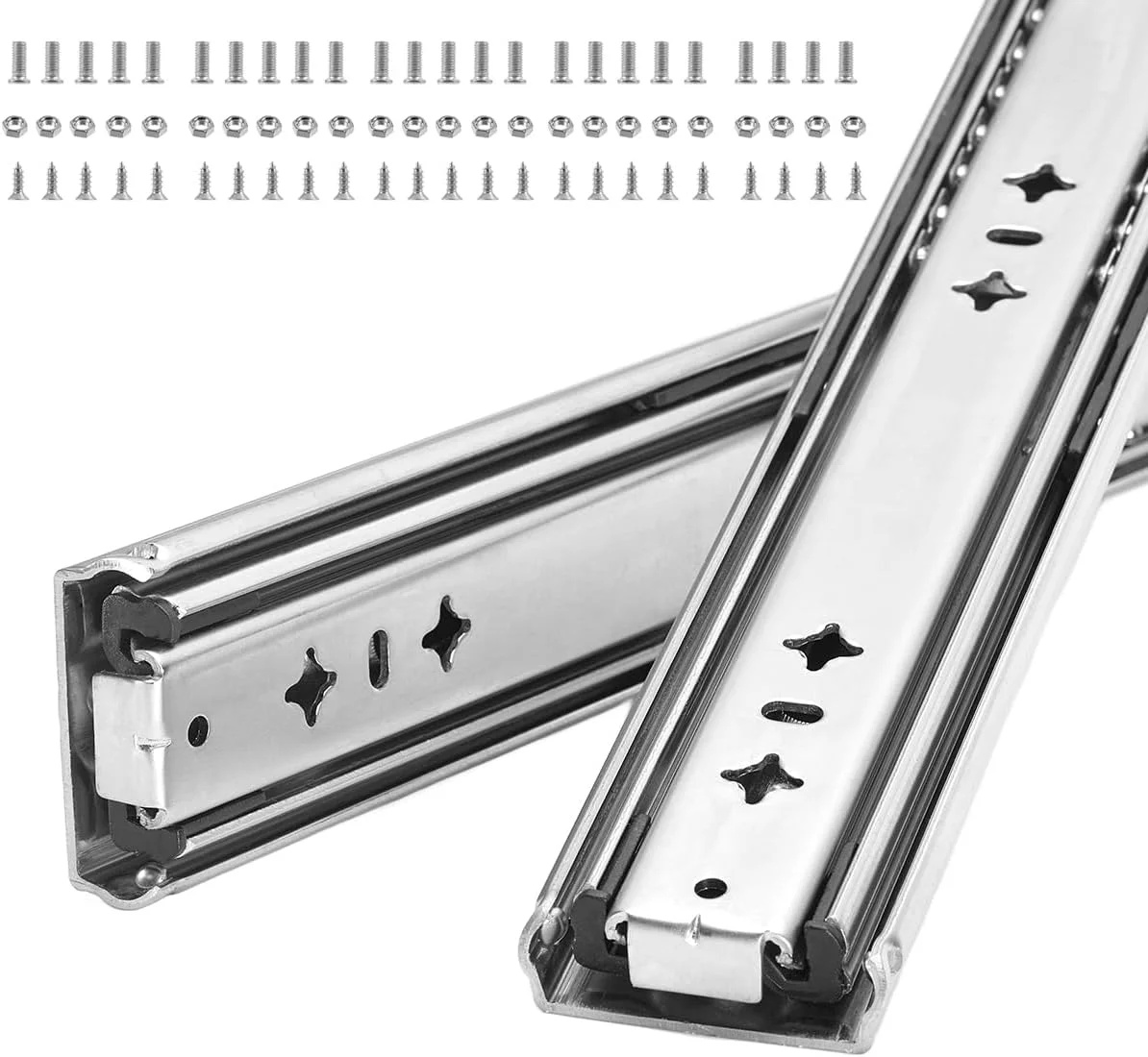 ریل کشویی سنگین Coralov، طول 81 سانتی متر، ظرفیت بار 136 کیلوگرم، نصب جانبی، باز شدن کامل، بلبرینگ، ریل قفل دار کابینت، مناسب جعبه ابزار، یک جفت ریل کشویی سنگین Coralov، طول 81 سانتی متر، ظرفیت بار 136 کیلوگرم، نصب جانبی، باز شدن کامل، بلبرینگ، ریل قفل دار کابینت، مناسب جعبه ابزار، یک جفت