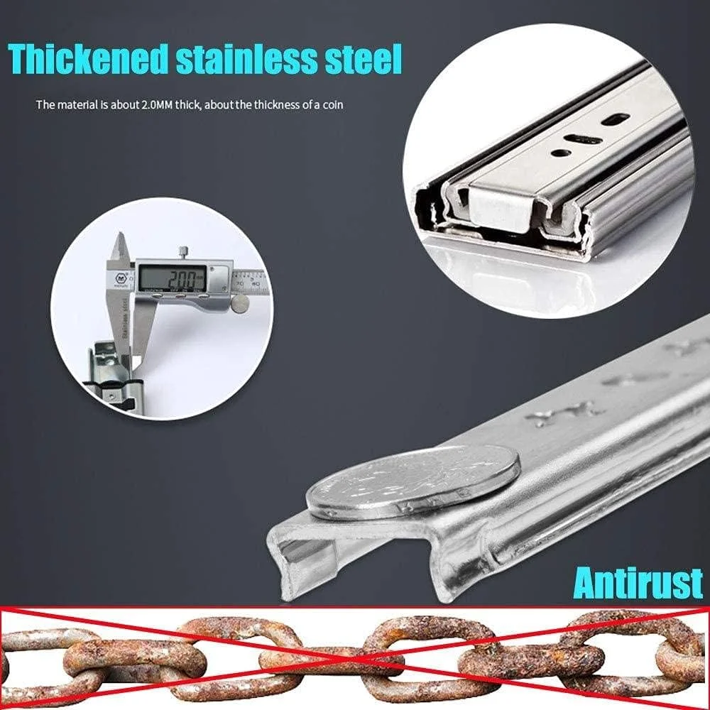 ریل کشو DDCHH نصب جانبی سه تایی با قابلیت باز شدن کامل 10-60 اینچ، ریل تلسکوپی کشو با قفل، سنگین، ظرفیت بار 120 کیلوگرم، 1 جفت، 58 اینچ/1450 میلی متر