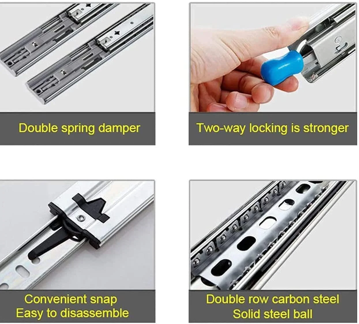 ریل کشو DDCHH نصب جانبی سه تایی با قابلیت باز شدن کامل 10-60 اینچ، ریل تلسکوپی کشو با قفل، سنگین، ظرفیت بار 120 کیلوگرم، 1 جفت، 58 اینچ/1450 میلی متر