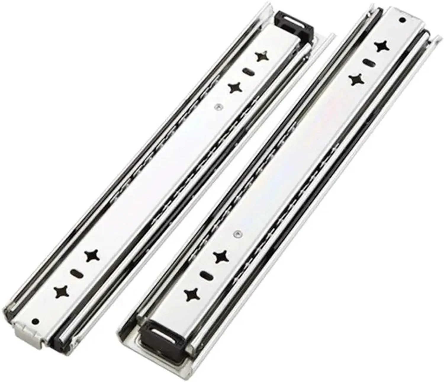 ریل سه تایی سنگین 53 میلی متری با میرایی، مناسب کشوهای RV با قابلیت تحمل بار و قفل خودکار، راهنمای صنعتی (نقره ای 50 سانتی متر - 20 اینچ)