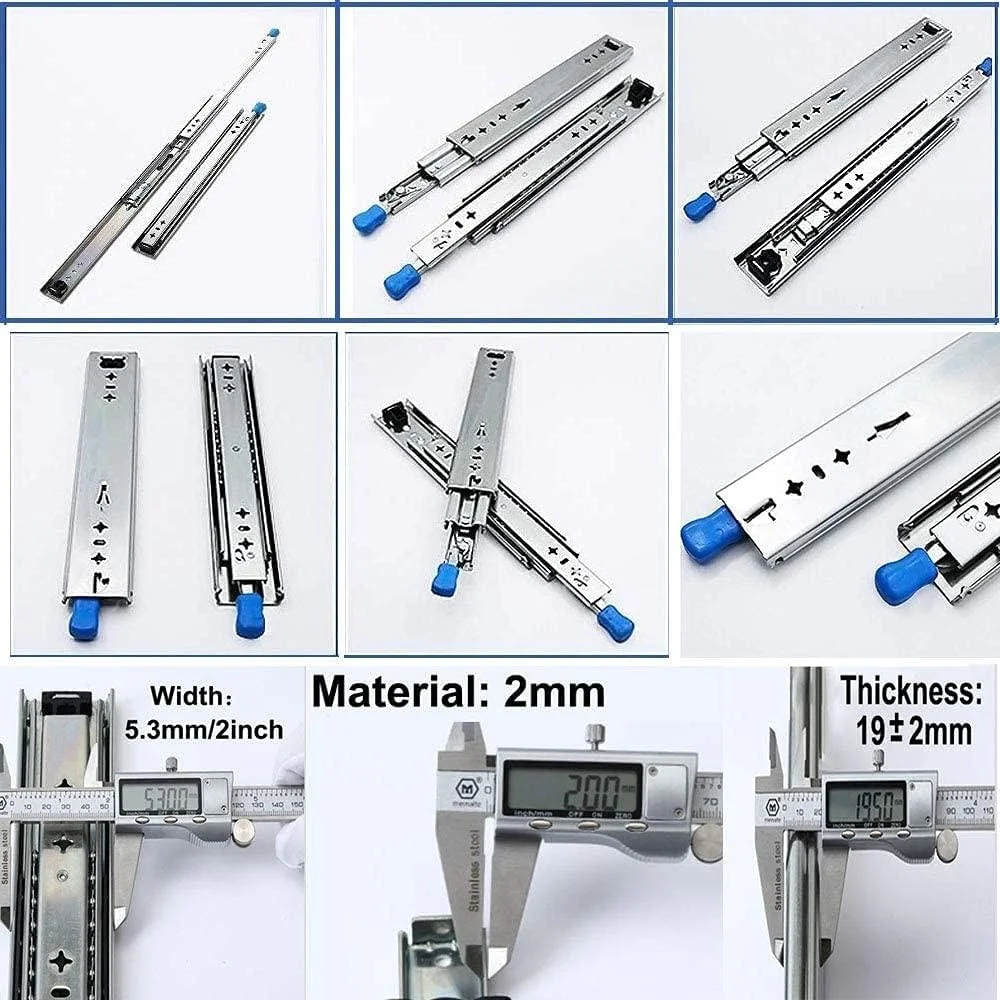 ریل کشو DDCHH نصب جانبی سه تایی با قابلیت باز شدن کامل 10-60 اینچ، ریل تلسکوپی کشو با قفل، سنگین، ظرفیت بار 120 کیلوگرم، 1 جفت، 58 اینچ/1450 میلی متر