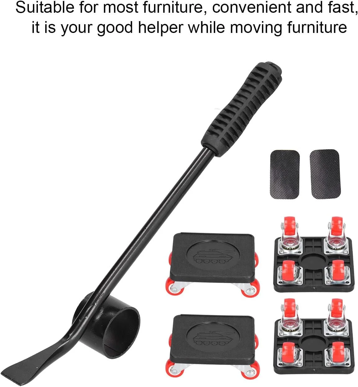 حامل و جابجا کننده اثاثیه سنگین Cryfokt با ظرفیت 800 کیلوگرم، دارای 4 چرخ 360 درجه، پنل استیل ضد زنگ و چرخ های ضد لغزش، شامل اهرم، جابجایی روان اثاثیه حامل و جابجا کننده اثاثیه سنگین Cryfokt با ظرفیت 800 کیلوگرم، دارای 4 چرخ 360 درجه، پنل استیل ضد زنگ و چرخ های ضد لغزش، شامل اهرم، جابجایی روان اثاثیه