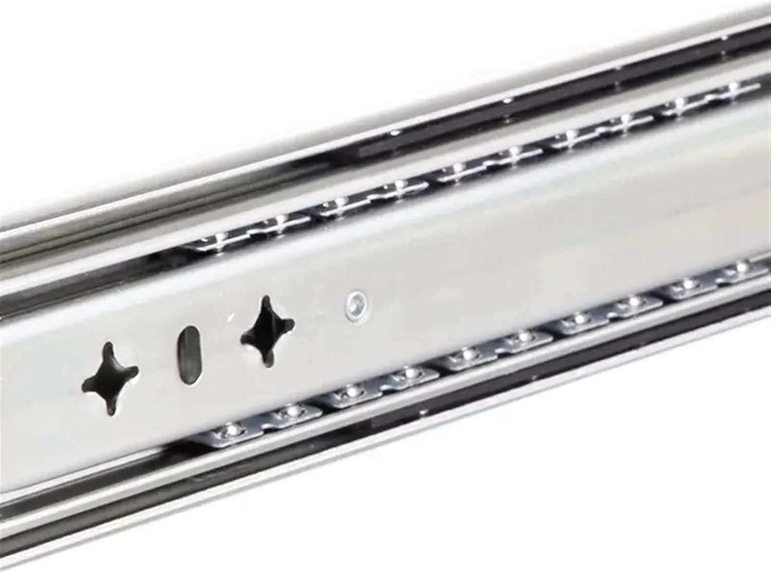 ریل سه تایی سنگین 53 میلی متری با میرایی، مناسب کشوهای RV با قابلیت تحمل بار و قفل خودکار، راهنمای صنعتی (نقره ای 50 سانتی متر - 20 اینچ)