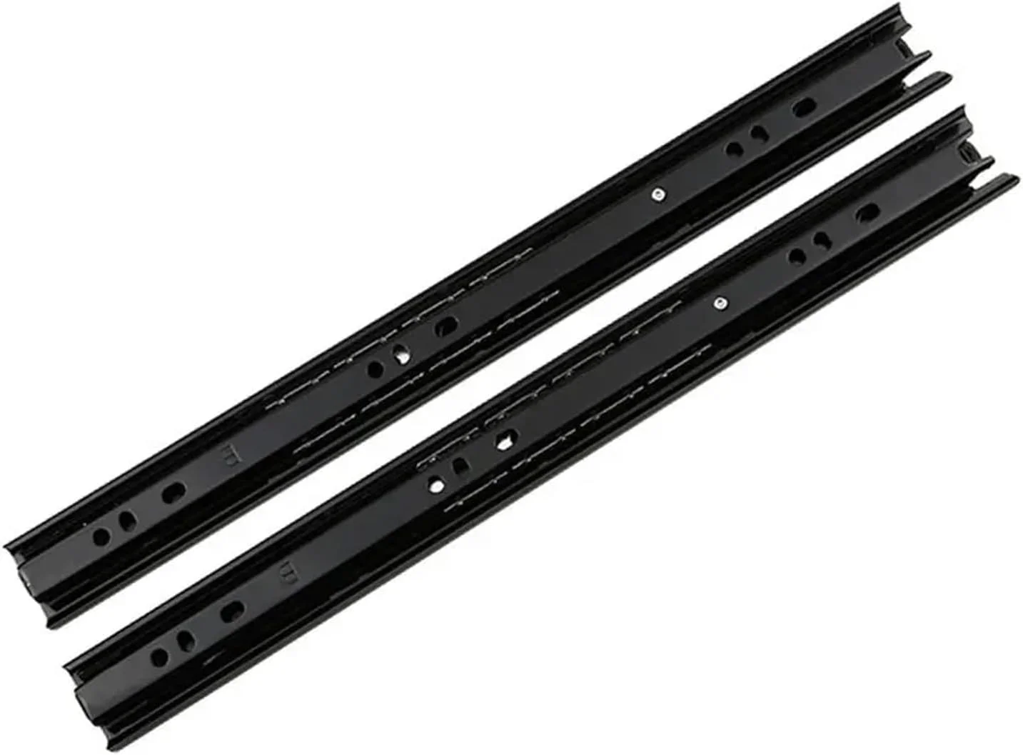 ریل کشویی سه تکه توپی فولادی بی صدا با پوشش تزئینی مشکی، عرض 30 میلی متر (مشکی 16 اینچ 370 میلی متر) ریل کشویی سه تکه توپی فولادی بی صدا با پوشش تزئینی مشکی، عرض 30 میلی متر (مشکی 16 اینچ 370 میلی متر)