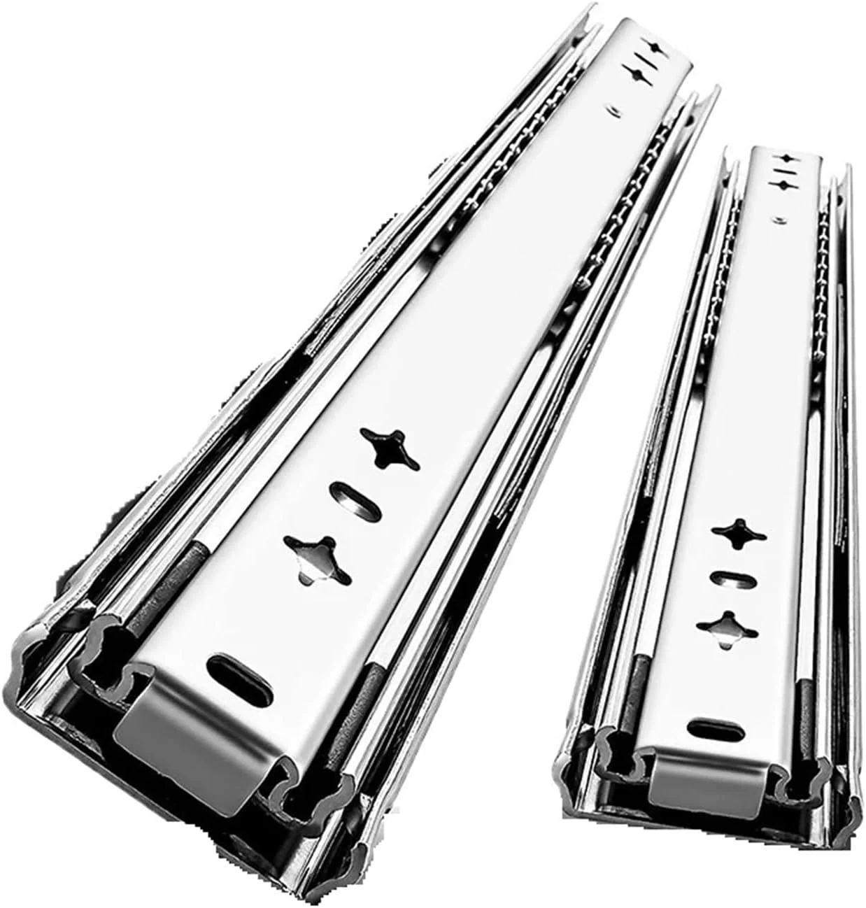 یک جفت ریل کشو سنگین با ظرفیت بار 120 کیلوگرم، باز شدن کامل، نصب جانبی، مناسب برای کابینت (26 اینچ 65 سانتی متر) یک جفت ریل کشو سنگین با ظرفیت بار 120 کیلوگرم، باز شدن کامل، نصب جانبی، مناسب برای کابینت (26 اینچ 65 سانتی متر)