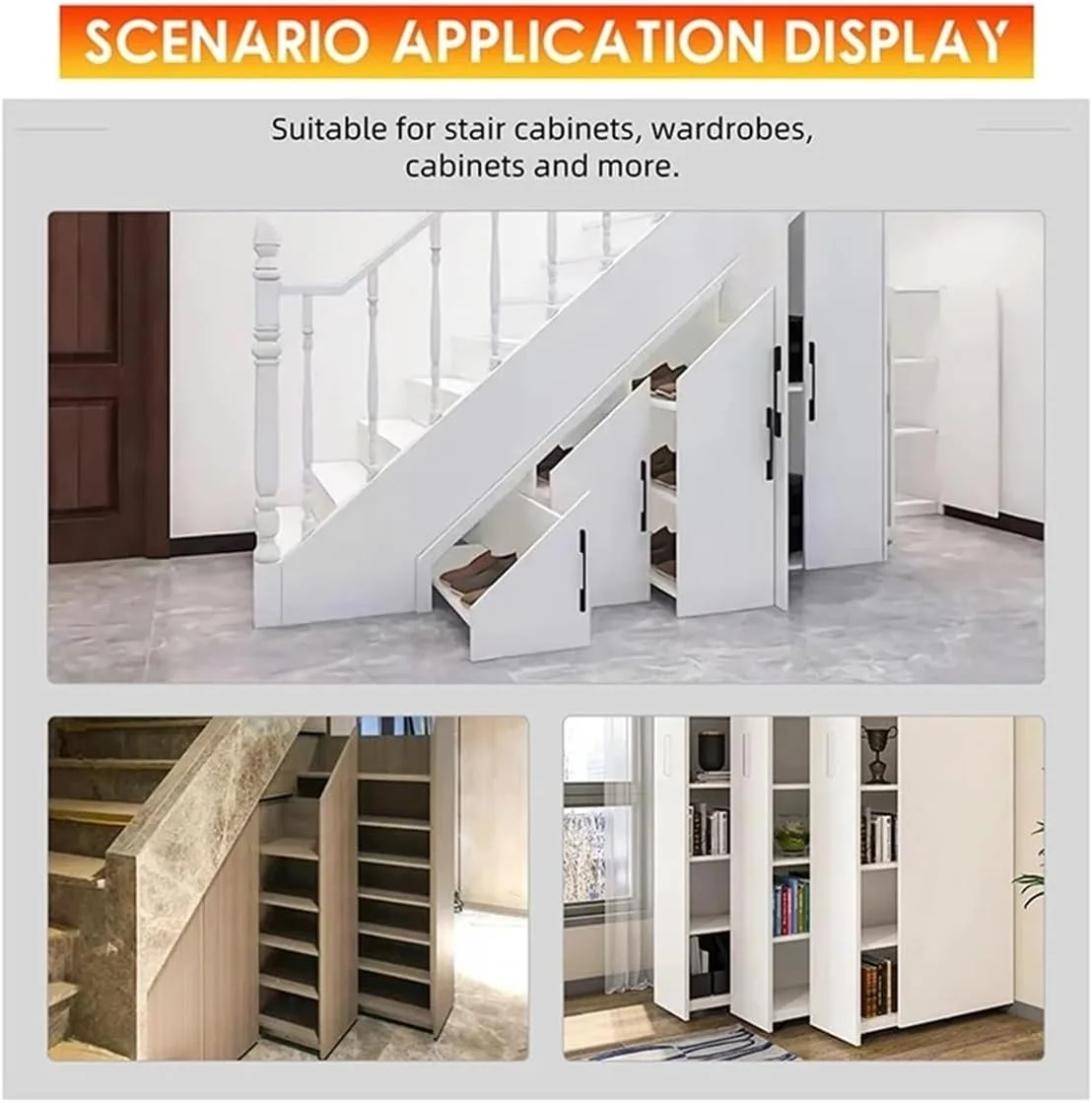 یک جفت ریل کشو سنگین وزن نصب از پایین، ظرفیت بارگیری 120 کیلوگرم، بلبرینگ با حرکت کامل، ریل پله مخفی کابینت، سفید 1000