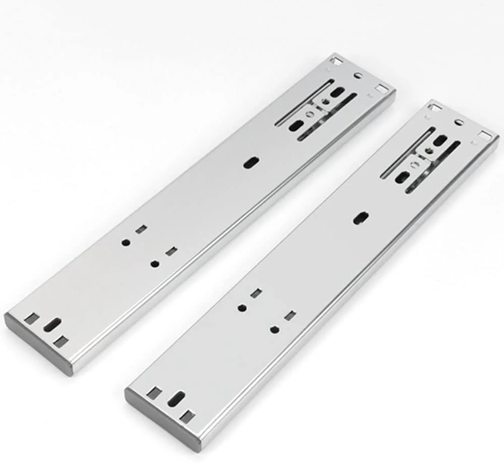 ریل کشو فولادی نورد سرد، سه تکه با باز شدن کامل، بلبرینگ های نرم و بی صدا، موجود در طول های 10، 12، 14، 16، 18، 20 و 22 اینچ ریل کشو فولادی نورد سرد، سه تکه با باز شدن کامل، بلبرینگ های نرم و بی صدا، موجود در طول های 10، 12، 14، 16، 18، 20 و 22 اینچ