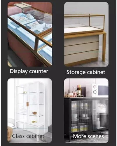 ریل های کشویی ویترین، کیت مسیر درب کشویی آلومینیومی 8 میلی متری با حرکت بی صدا برای کابینت ها، قفسه های کتاب، کمد لباس - سیستم ریل کشویی صاف (100 سانتی متر) برای نمایش و راه حل های ذخیره سازی