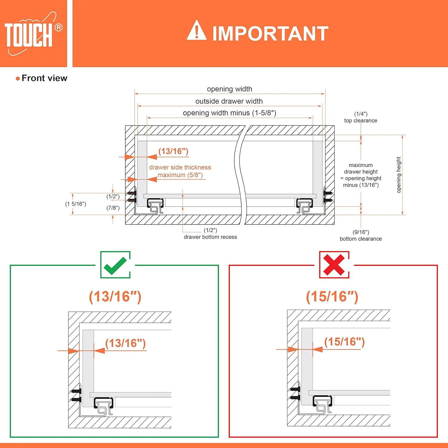 ریل کشویی تاچ (یک جفت، 305 میلیمتر/12 اینچ) زیر نصب برای ضخامت 1/2 و 5/8 اینچ، حرکت نرم و خودکار، مناسب برای آشپزخانه/کشو لباس، ریل زیرین/پایینی، ظرفیت 34 کیلوگرم، دارای قفل قابل تنظیم سه بعدی ریل کشویی تاچ (یک جفت، 305 میلیمتر/12 اینچ) زیر نصب برای ضخامت 1/2 و 5/8 اینچ، حرکت نرم و خودکار، مناسب برای آشپزخانه/کشو لباس، ریل زیرین/پایینی، ظرفیت 34 کیلوگرم، دارای قفل قابل تنظیم سه بعدی
