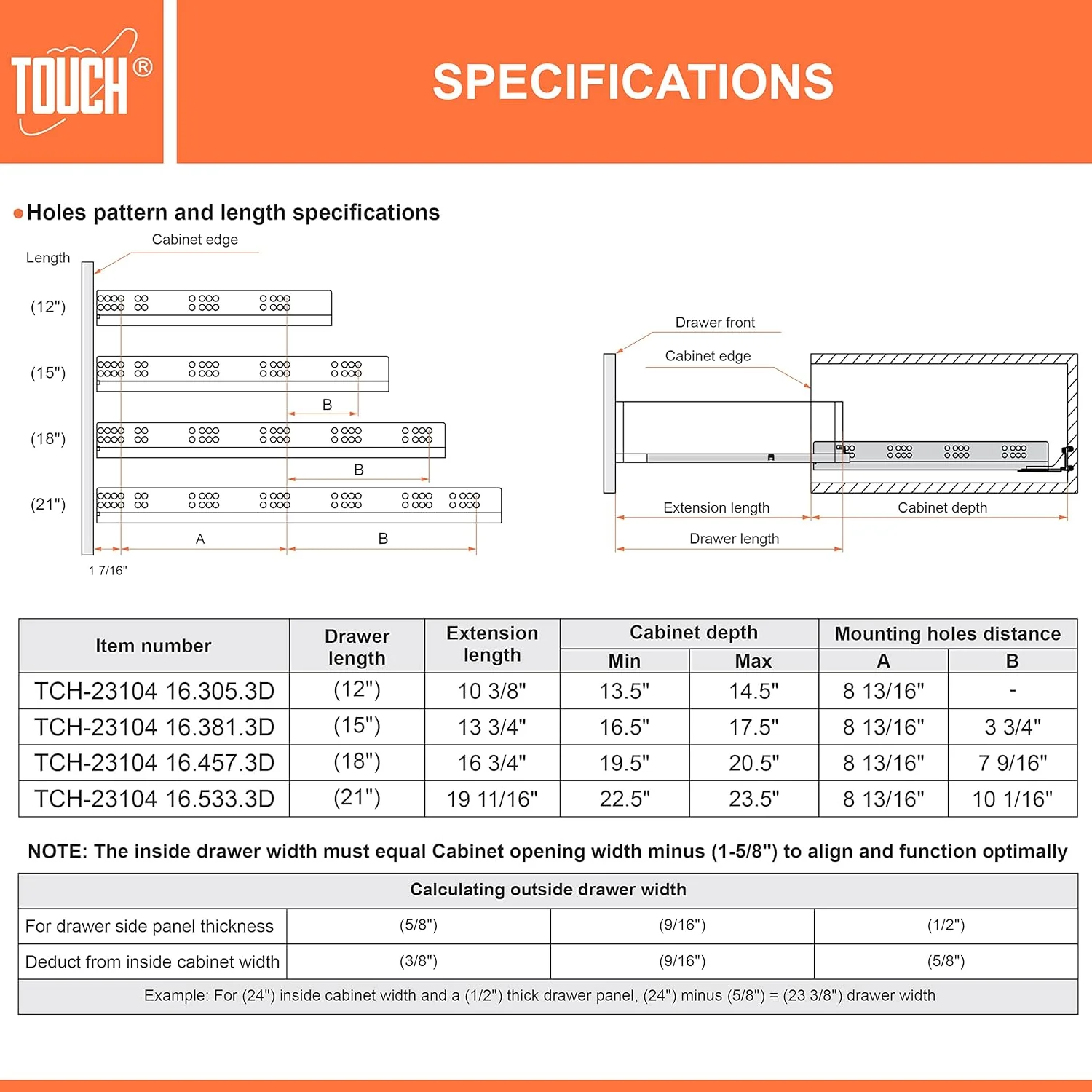 ریل کشویی تاچ (یک جفت، 305 میلیمتر/12 اینچ) زیر نصب برای ضخامت 1/2 و 5/8 اینچ، حرکت نرم و خودکار، مناسب برای آشپزخانه/کشو لباس، ریل زیرین/پایینی، ظرفیت 34 کیلوگرم، دارای قفل قابل تنظیم سه بعدی ریل کشویی تاچ (یک جفت، 305 میلیمتر/12 اینچ) زیر نصب برای ضخامت 1/2 و 5/8 اینچ، حرکت نرم و خودکار، مناسب برای آشپزخانه/کشو لباس، ریل زیرین/پایینی، ظرفیت 34 کیلوگرم، دارای قفل قابل تنظیم سه بعدی