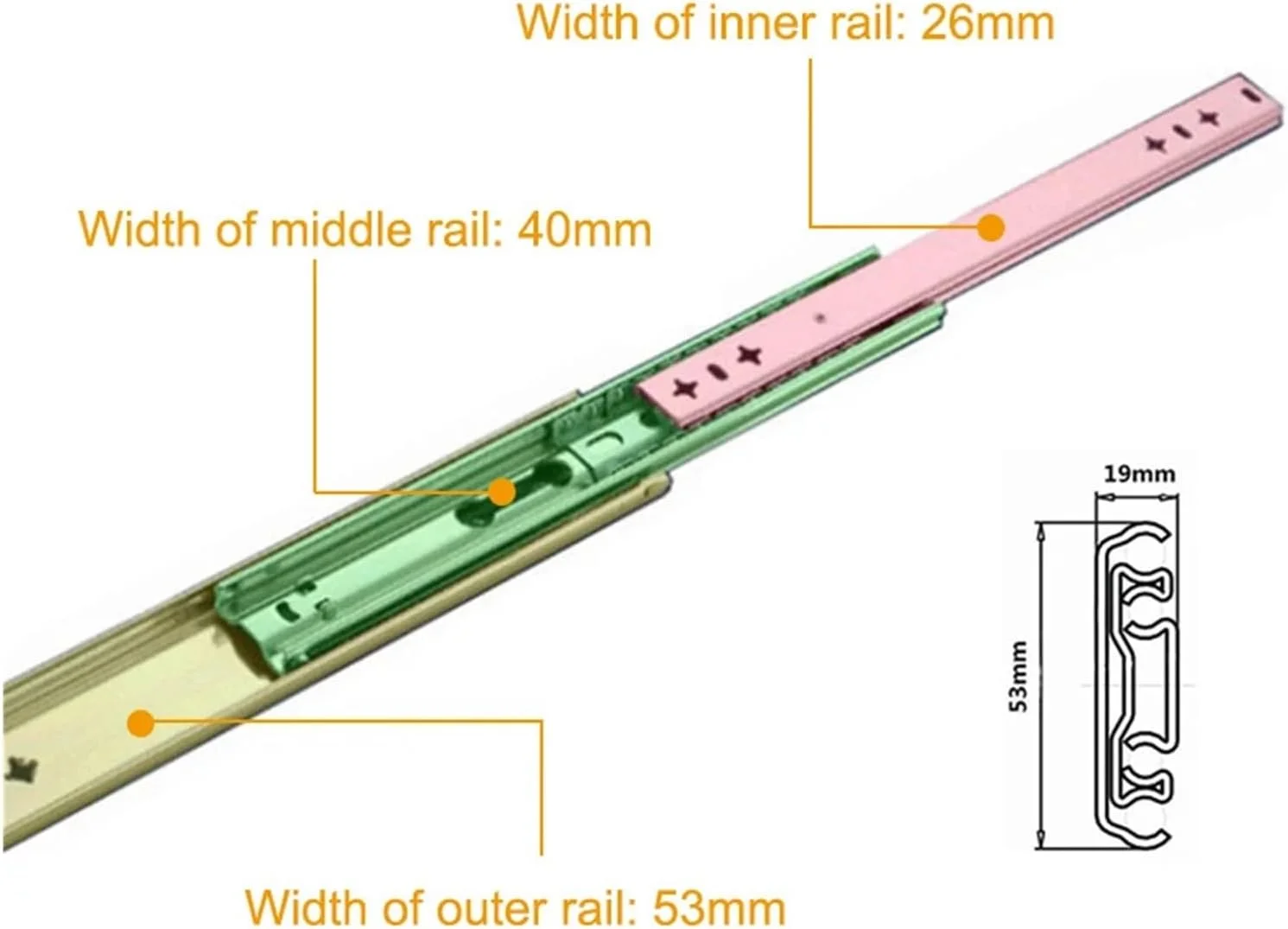 یک جفت ریل کشو سنگین با ظرفیت بار 120 کیلوگرم، باز شدن کامل، نصب جانبی، مناسب برای کابینت (26 اینچ 65 سانتی متر) یک جفت ریل کشو سنگین با ظرفیت بار 120 کیلوگرم، باز شدن کامل، نصب جانبی، مناسب برای کابینت (26 اینچ 65 سانتی متر)