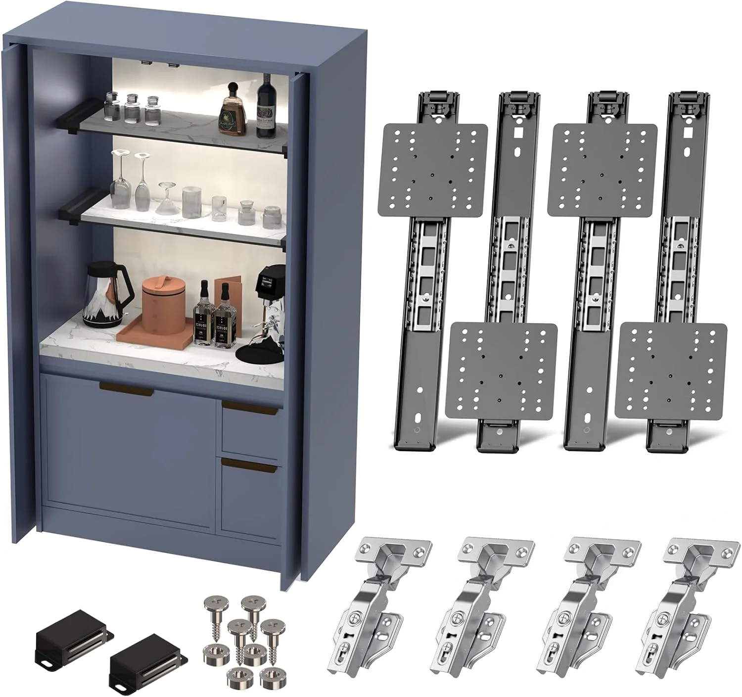 کیت لولای درب کشویی تاشو کابینت 16 اینچی 4 عددی برای کاربرد داخلی، لولاهای درب تاشو محوری برای کابینت با لولا، سیستم سخت افزاری ریل درب کشویی محوری برای درب های کابینت کیت لولای درب کشویی تاشو کابینت 16 اینچی 4 عددی برای کاربرد داخلی، لولاهای درب تاشو محوری برای کابینت با لولا، سیستم سخت افزاری ریل درب کشویی محوری برای درب های کابینت