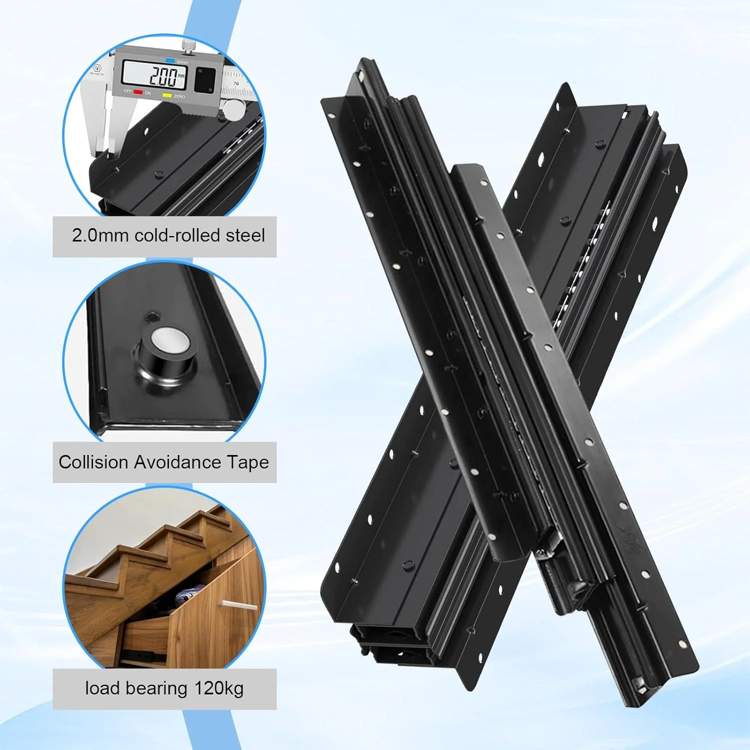 ریل کشو Btstil، براکت کف، 3 تاشو، بازشوندگی کامل، ریل کشو سنگین، ریل های اسلاید مخفی برای پله ها، ظرفیت بار 120 کیلوگرم، 1 جفت با پیچ (600-1450 میلی متر) ریل کشو Btstil، براکت کف، 3 تاشو، بازشوندگی کامل، ریل کشو سنگین، ریل های اسلاید مخفی برای پله ها، ظرفیت بار 120 کیلوگرم، 1 جفت با پیچ (600-1450 میلی متر)