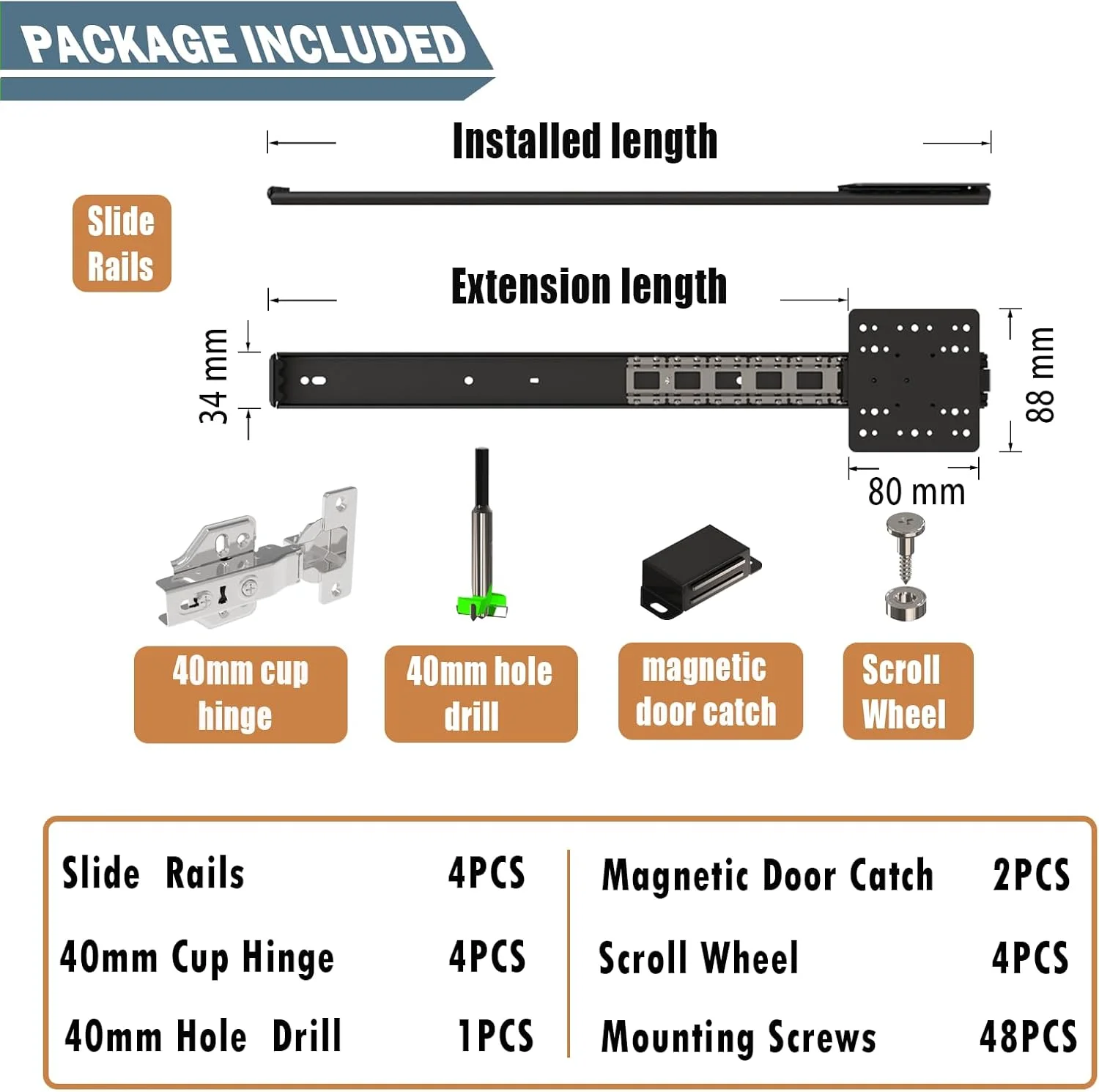 کیت لولای درب کشویی تاشو کابینت 16 اینچی 4 عددی برای کاربرد داخلی، لولاهای درب تاشو محوری برای کابینت با لولا، سیستم سخت افزاری ریل درب کشویی محوری برای درب های کابینت کیت لولای درب کشویی تاشو کابینت 16 اینچی 4 عددی برای کاربرد داخلی، لولاهای درب تاشو محوری برای کابینت با لولا، سیستم سخت افزاری ریل درب کشویی محوری برای درب های کابینت