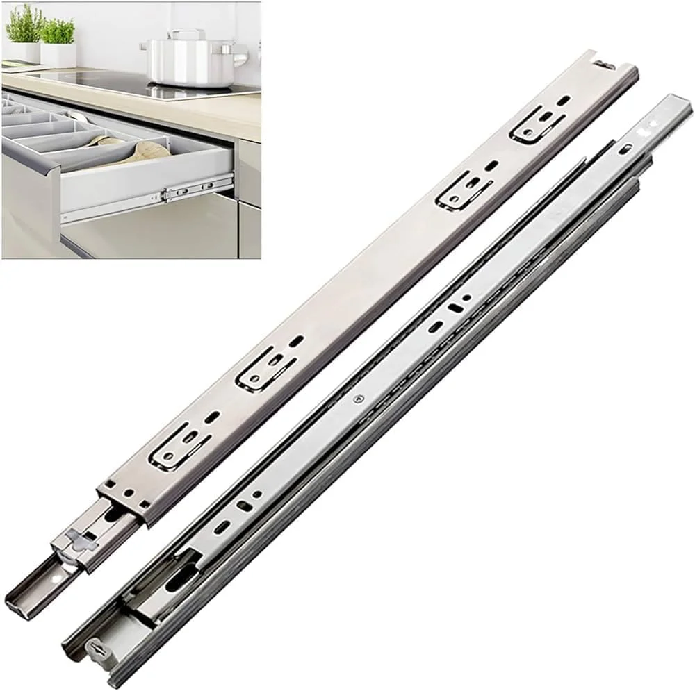 ریل کشویی بلبرینگ فولادی بیلا (نرم بسته شو، سایز 14) ریل کشویی بلبرینگ فولادی بیلا (نرم بسته شو، سایز 14)