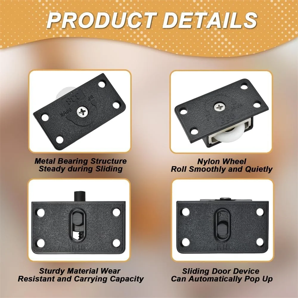 دو ست غلتک قرقره سخت افزاری کشویی Bukela با چرخ های نایلونی بی صدا برای درب های کشویی کمد، کابینت، کمد لباس، 58 x 31 x 14 میلی متر (مشکی) دو ست غلتک قرقره سخت افزاری کشویی Bukela با چرخ های نایلونی بی صدا برای درب های کشویی کمد، کابینت، کمد لباس، 58 x 31 x 14 میلی متر (مشکی)