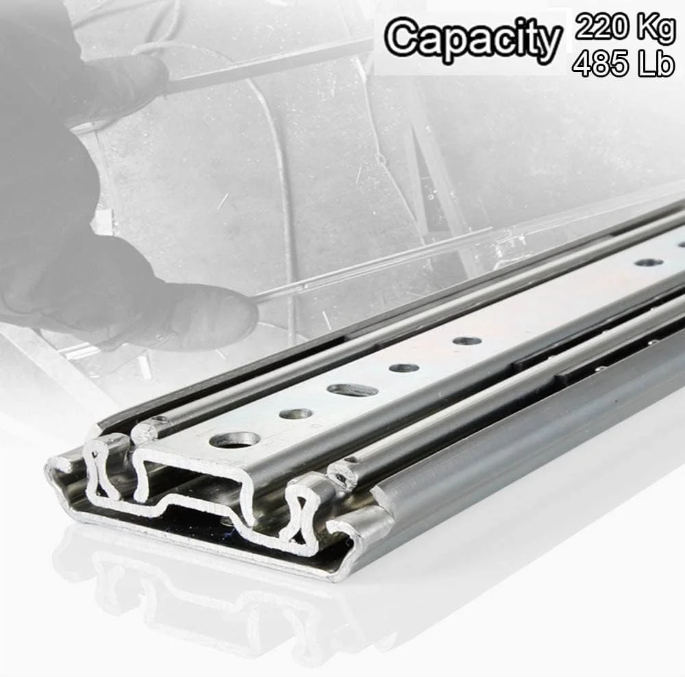 یک جفت ریل کشو فوق سنگین با قفل، بلبرینگ فلزی و ریل کشو با باز شدن کامل، ریل و لغزنده کشو 3 قسمتی با ظرفیت بار 220 کیلوگرم (170 سانتی متر) یک جفت ریل کشو فوق سنگین با قفل، بلبرینگ فلزی و ریل کشو با باز شدن کامل، ریل و لغزنده کشو 3 قسمتی با ظرفیت بار 220 کیلوگرم (170 سانتی متر)