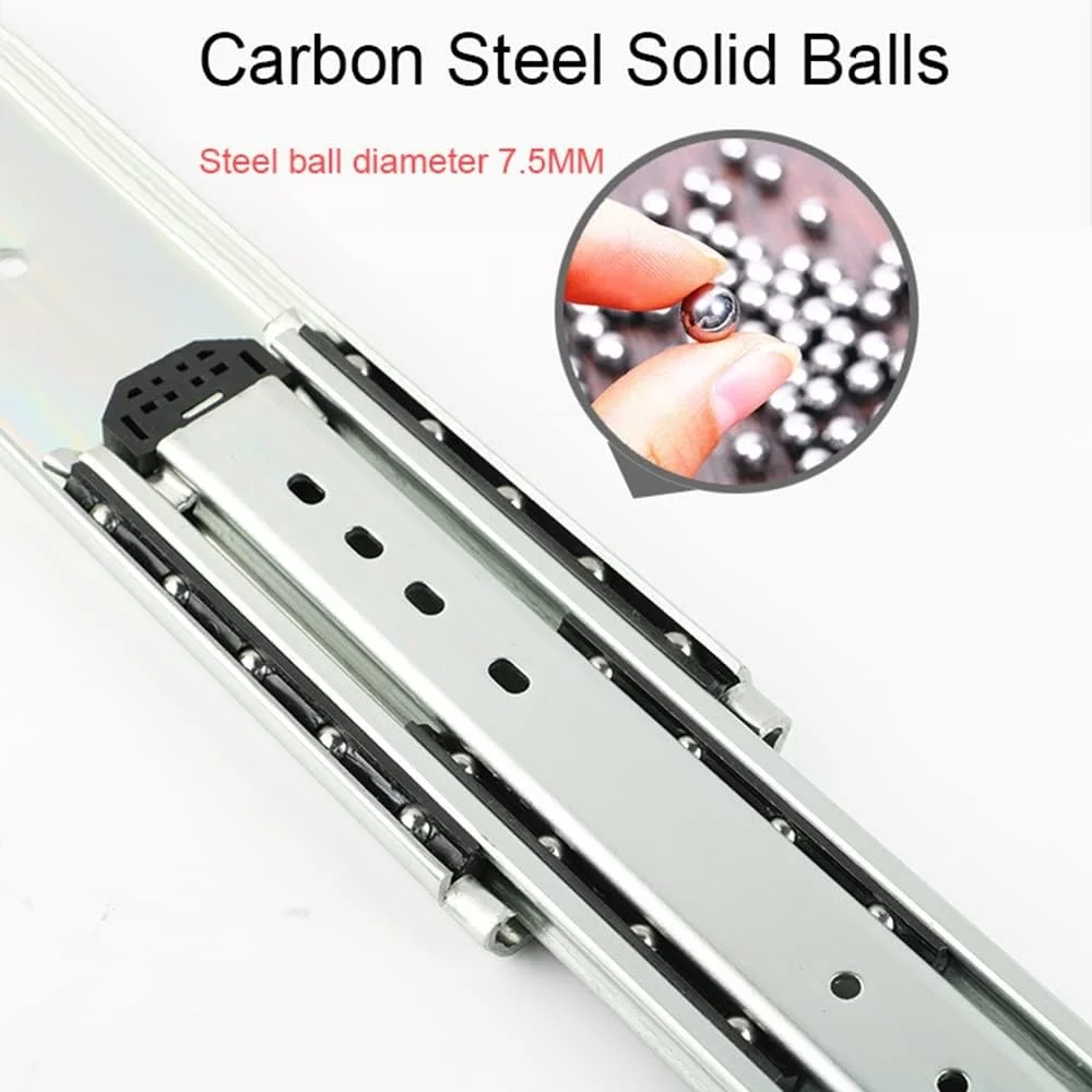 ریل کشویی بلبرینگ دار، ریل و مسیر کشو فوق سنگین، ریل کشویی سه قسمتی با قابلیت باز شدن کامل و قفل، طول های 100، 110، 120، 130، 140، 150، 160، 170، 180، 190، 200 سانتی متر، 1 جفت (100 سانتی متر) ریل کشویی بلبرینگ دار، ریل و مسیر کشو فوق سنگین، ریل کشویی سه قسمتی با قابلیت باز شدن کامل و قفل، طول های 100، 110، 120، 130، 140، 150، 160، 170، 180، 190، 200 سانتی متر، 1 جفت (100 سانتی متر)