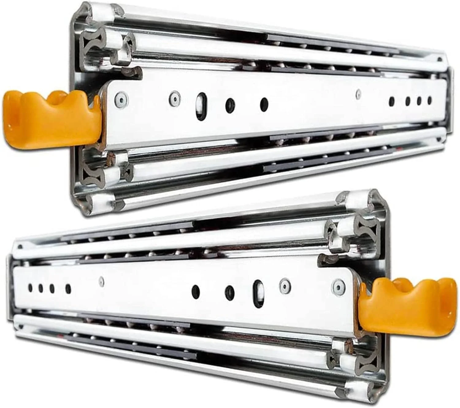 ریل کشویی بلبرینگ، ریل کشویی قفل شونده فوق سنگین، 3 تایی با باز شدن کامل - نصب جانبی، 40-80 اینچ، 3 اینچ ارتفاع - 1 جفت برای کشوی کاروان (تک رنگ 160 سانتی متر (64 اینچ))