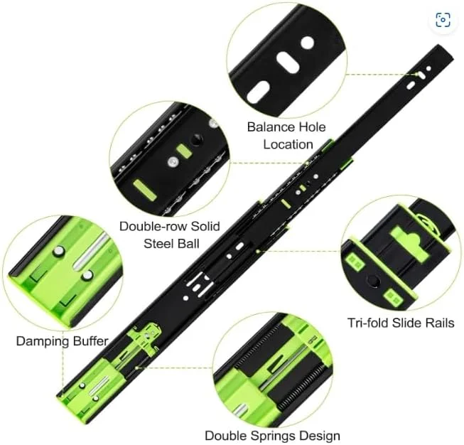 BA1NE Drawer Slides, Soft Close, Full Extension, 3-Fold Ball Bearing, Stainless Steel, 2-Piece Set (14 ") BA1NE Drawer Slides, Soft Close, Full Extension, 3-Fold Ball Bearing, Stainless Steel, 2-Piece Set (14 ")