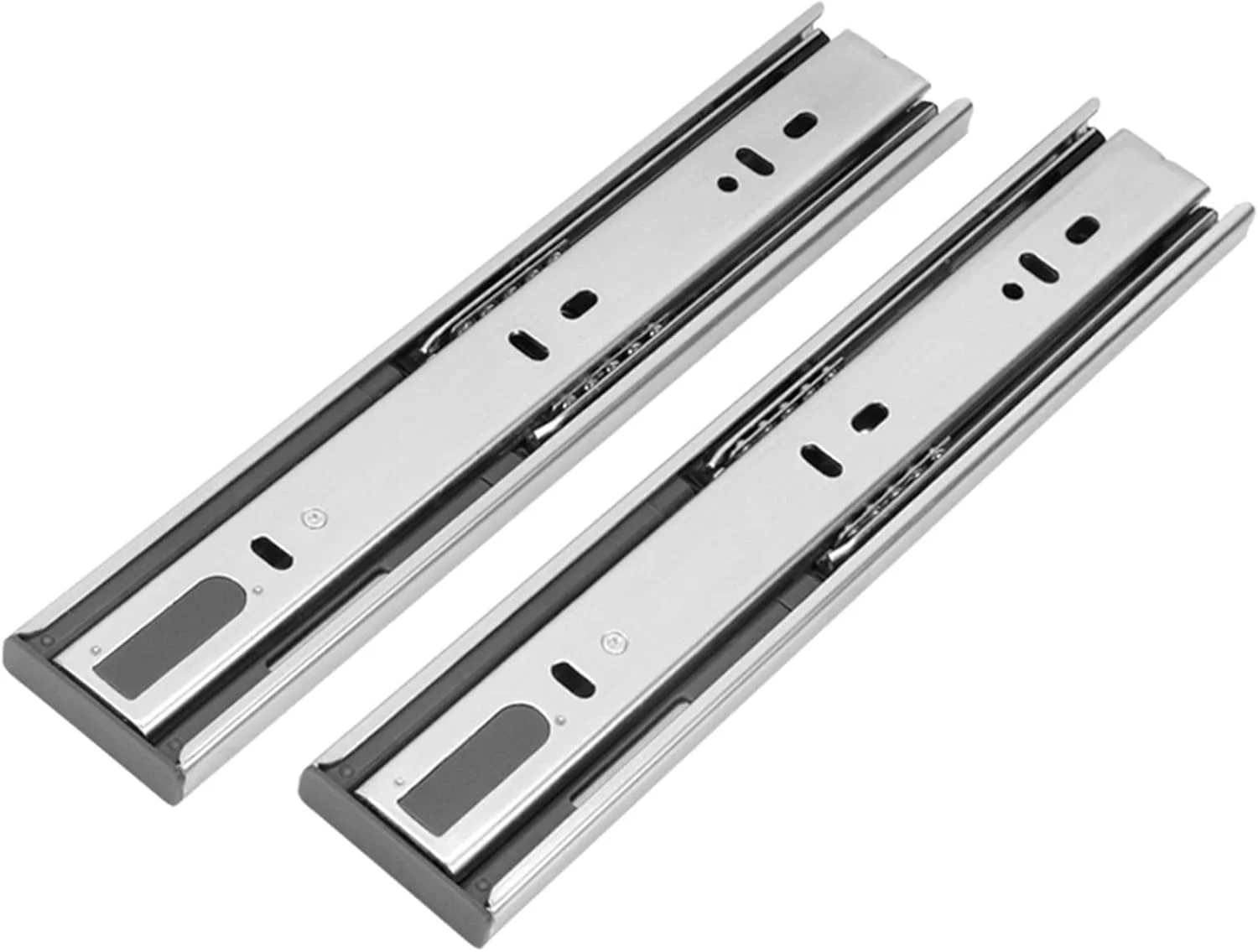 ریل کشو بلبرینگ دار با مکانیزم آرام بند، ریل های سخت افزاری کابینت، 3 تکه با قابلیت باز شدن کامل، 1 جفت، نصب جانبی، رنگی