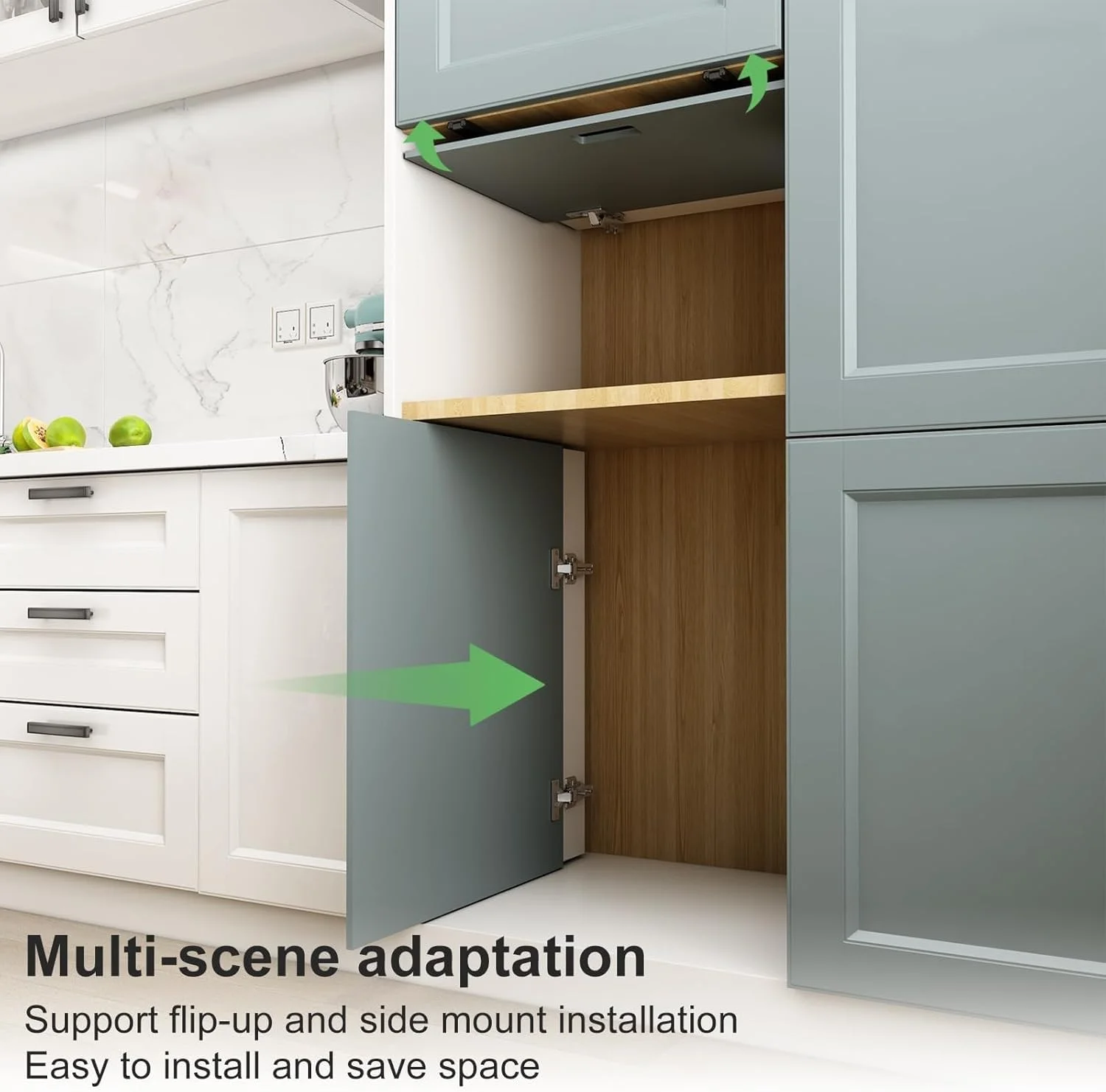 دو عدد ریل کشویی درب پاکتی آزونه، 450 میلی‌متر، بلبرینگ دار با باز شدن کامل، ظرفیت بار 20 کیلوگرم در هر جفت، طراحی صرفه‌جویی در فضا برای آشپزخانه، اتاق خواب و خانه، نصب جانبی و نصب از بالا