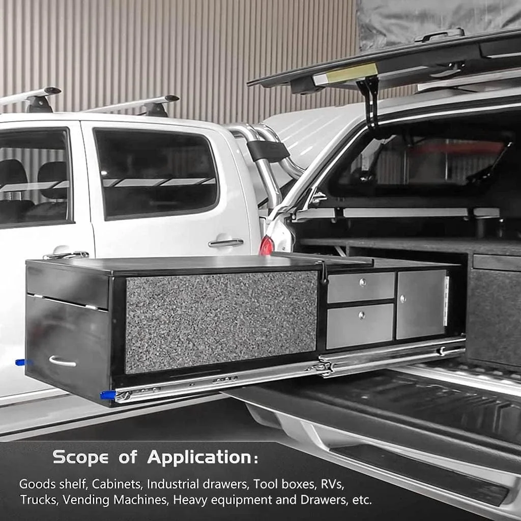 ریل کشویی فوق العاده بلند 100، 105، 110، 115، 120، 125، 130، 135، 140، 145، 150 سانتی متر، یک جفت بلبرینگ نصب جانبی، ریل های کشویی تمام اکستنشن سنگین، فولاد نورد سرد، رنگی (چند رنگ)