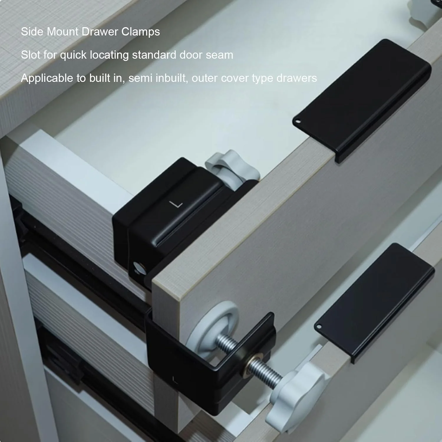 گیره های نصب نمای جلوی کشو Asixxsix، بسته 2 عددی، گیره های محکم و قابل تنظیم برای پنل های 10-30 میلی متری، ابزار تراز دقیق برای نصب سریع و آسان نمای جلوی کشو