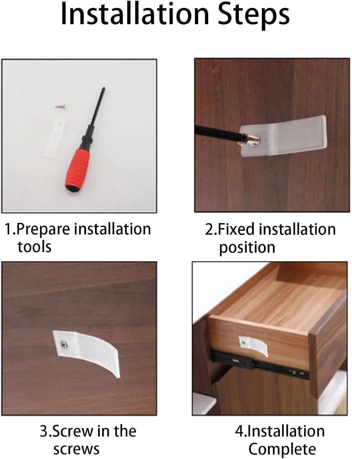 نگهدارنده های کشو، بسته 50 عددی، نگهدارنده های PVC ضد افتادن کشو با پیچ، نگهدارنده های بافر نصب جانبی برای کمد، کابینت پرونده، میز، ایمنی جعبه مبلمان. نگهدارنده های کشو، بسته 50 عددی، نگهدارنده های PVC ضد افتادن کشو با پیچ، نگهدارنده های بافر نصب جانبی برای کمد، کابینت پرونده، میز، ایمنی جعبه مبلمان.