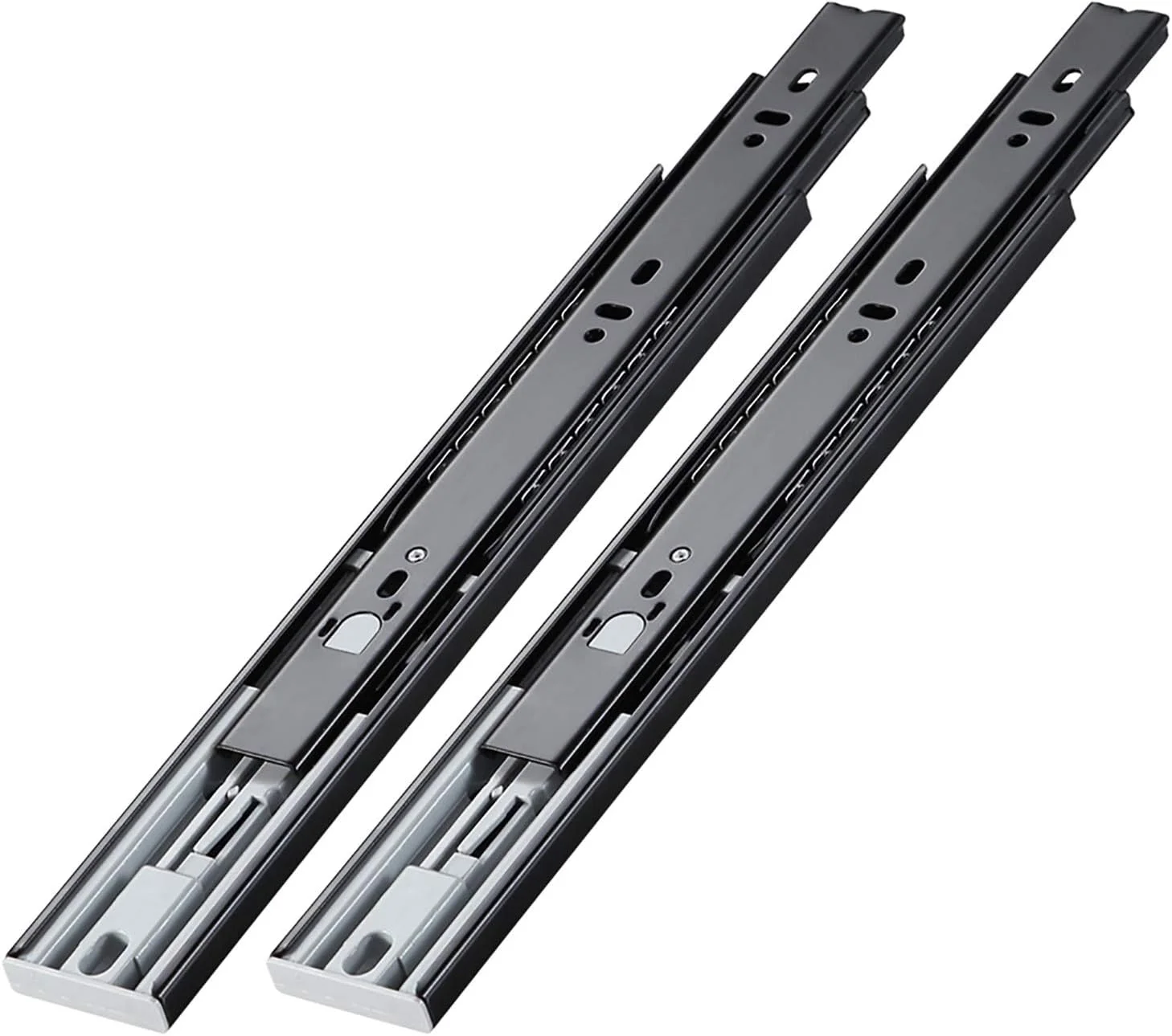 ریل کشویی فشاری AOLISHENG، بلبرینگ دار، نصب جانبی، باز شدن کامل، مناسب برای کشوهای سنگین، ظرفیت بار 45 کیلوگرم، مشکی، 1 جفت (40 سانتی متر)