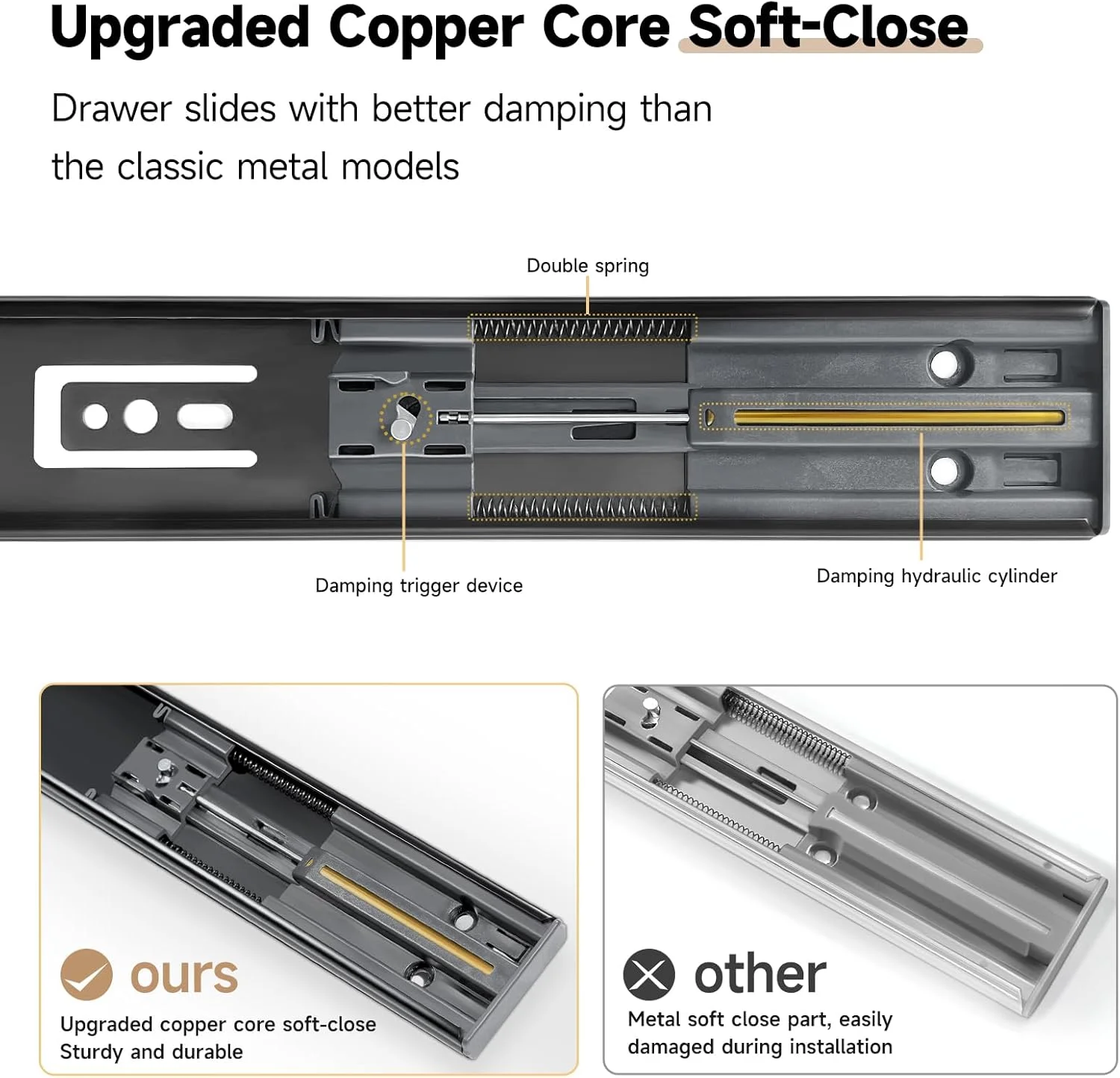ریل کشو ترمزدار آلیشنگ، یک جفت، سایزهای 30، 35، 40، 45، 50، 55 و 60 سانتی متر، ظرفیت بار 45 کیلوگرم، نصب جانبی، بلبرینگ دار با باز شدن کامل، ریل فلزی مشکی مناسب کمد، دراور و کابینت ریل کشو ترمزدار آلیشنگ، یک جفت، سایزهای 30، 35، 40، 45، 50، 55 و 60 سانتی متر، ظرفیت بار 45 کیلوگرم، نصب جانبی، بلبرینگ دار با باز شدن کامل، ریل فلزی مشکی مناسب کمد، دراور و کابینت