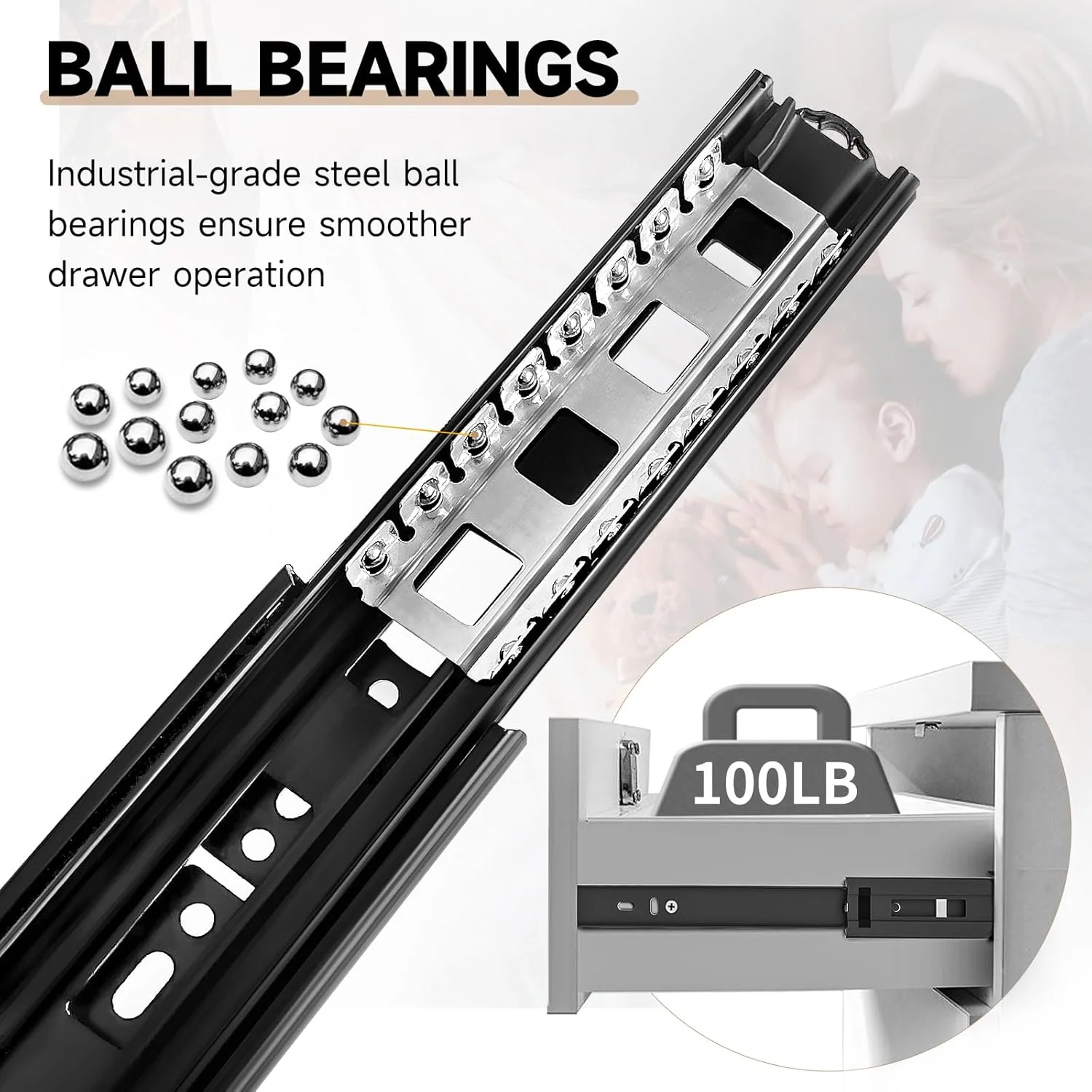 ریل کشو ترمزدار آلیشنگ، یک جفت، سایزهای 30، 35، 40، 45، 50، 55 و 60 سانتی متر، ظرفیت بار 45 کیلوگرم، نصب جانبی، بلبرینگ دار با باز شدن کامل، ریل فلزی مشکی مناسب کمد، دراور و کابینت ریل کشو ترمزدار آلیشنگ، یک جفت، سایزهای 30، 35، 40، 45، 50، 55 و 60 سانتی متر، ظرفیت بار 45 کیلوگرم، نصب جانبی، بلبرینگ دار با باز شدن کامل، ریل فلزی مشکی مناسب کمد، دراور و کابینت