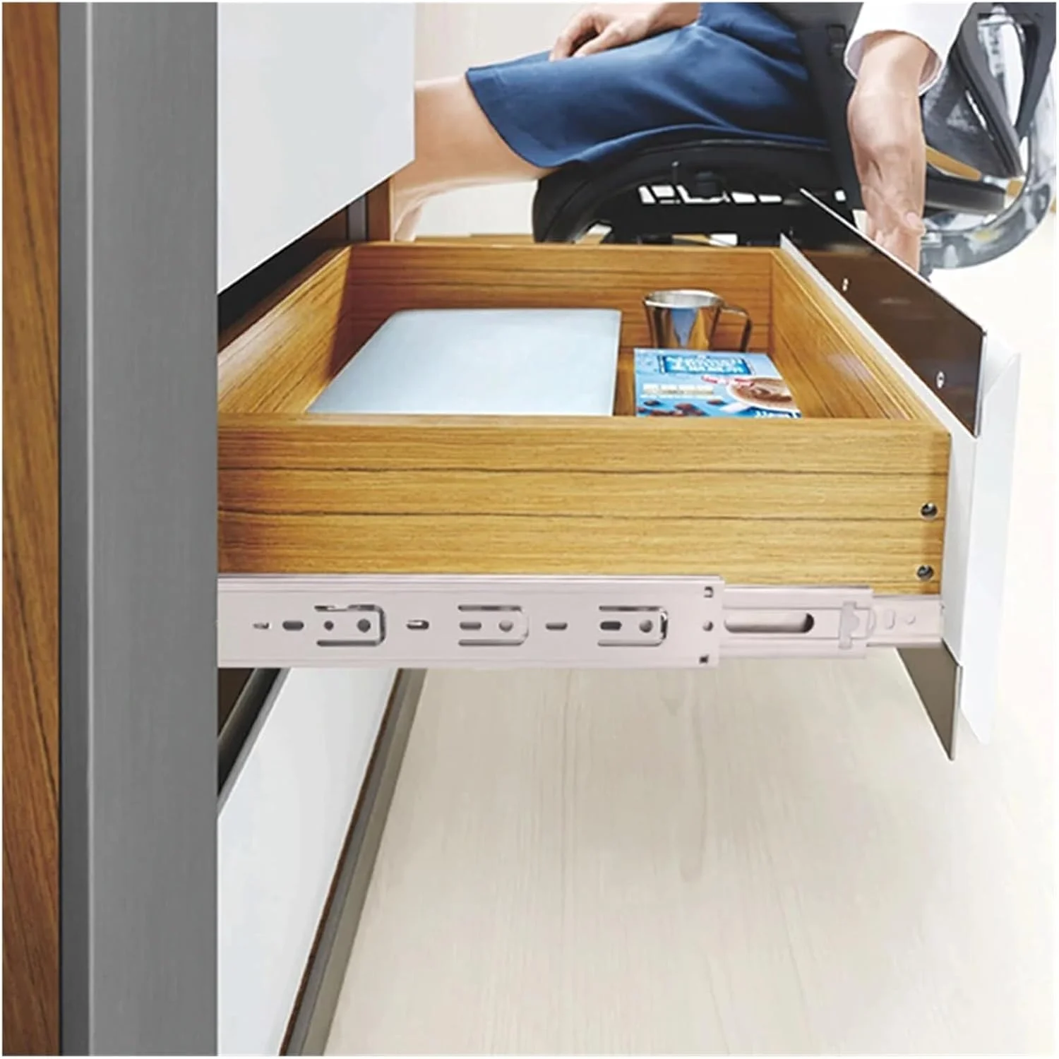 ریل کشو استیل ضد زنگ 10 تا 22 اینچ، ریل کشویی با مکانیزم آرام بند، سه تکه، سخت افزار مبلمان، مدل معمولی 12 اینچ 30 سانتی متر (معمولی 16 اینچ 40 سانتی متر)