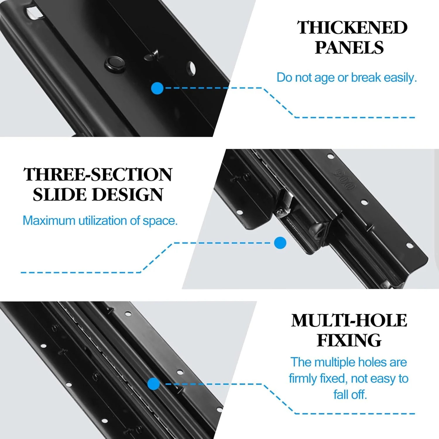ریل کشو سنگین زیر نصب 400–1450 میلیمتر، ریل کشو زیرکار با تحمل بار 120 کیلوگرم، ریل بلبرینگ مخفی بازشو کامل، برای زیر پله، کابینت، مشکی، 1 جفت (600-1450 میلیمتر) ریل کشو سنگین زیر نصب 400–1450 میلیمتر، ریل کشو زیرکار با تحمل بار 120 کیلوگرم، ریل بلبرینگ مخفی بازشو کامل، برای زیر پله، کابینت، مشکی، 1 جفت (600-1450 میلیمتر)
