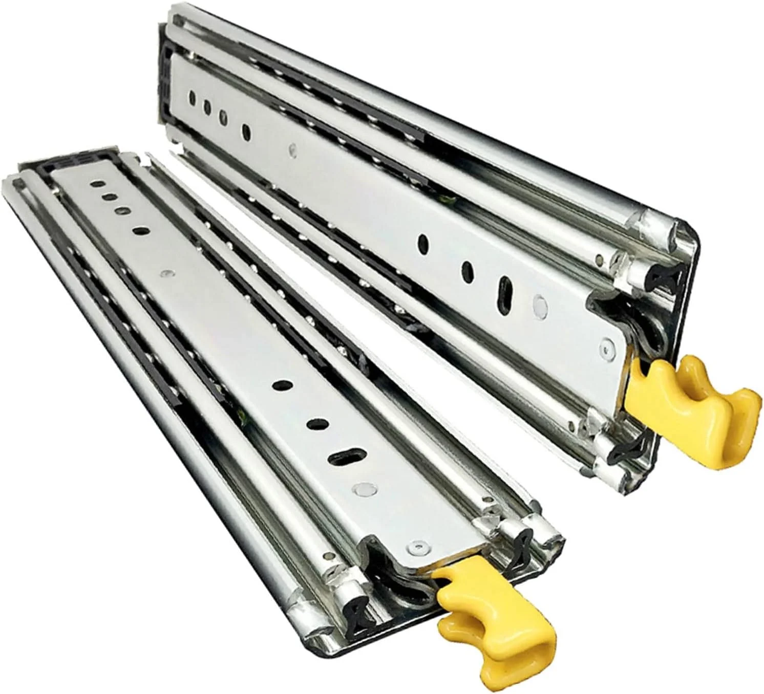 ریل کشویی فوق سنگین، 1000-2000 میلی متر، 3 تایی تاشو، بلبرینگ با قفل، ظرفیت باربری 180 کیلوگرم، عرض 20.5 میلی متر، ارتفاع 76 میلی متر - 1 جفت (یک رنگ 140 سانتی متر) ریل کشویی فوق سنگین، 1000-2000 میلی متر، 3 تایی تاشو، بلبرینگ با قفل، ظرفیت باربری 180 کیلوگرم، عرض 20.5 میلی متر، ارتفاع 76 میلی متر - 1 جفت (یک رنگ 140 سانتی متر)