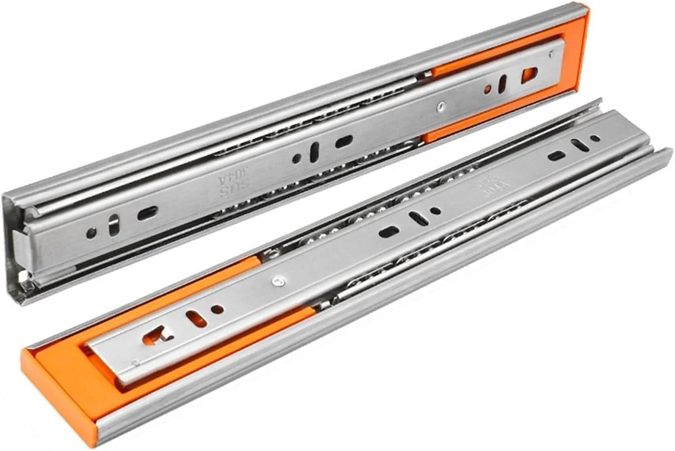 ریل کشو استیل ضد زنگ 10 تا 22 اینچ با مکانیزم آرام بند، ریل سه تکه کشو، سخت افزار مبلمان کابینت (بافر 55 سانتی متر 22 اینچ) ریل کشو استیل ضد زنگ 10 تا 22 اینچ با مکانیزم آرام بند، ریل سه تکه کشو، سخت افزار مبلمان کابینت (بافر 55 سانتی متر 22 اینچ)