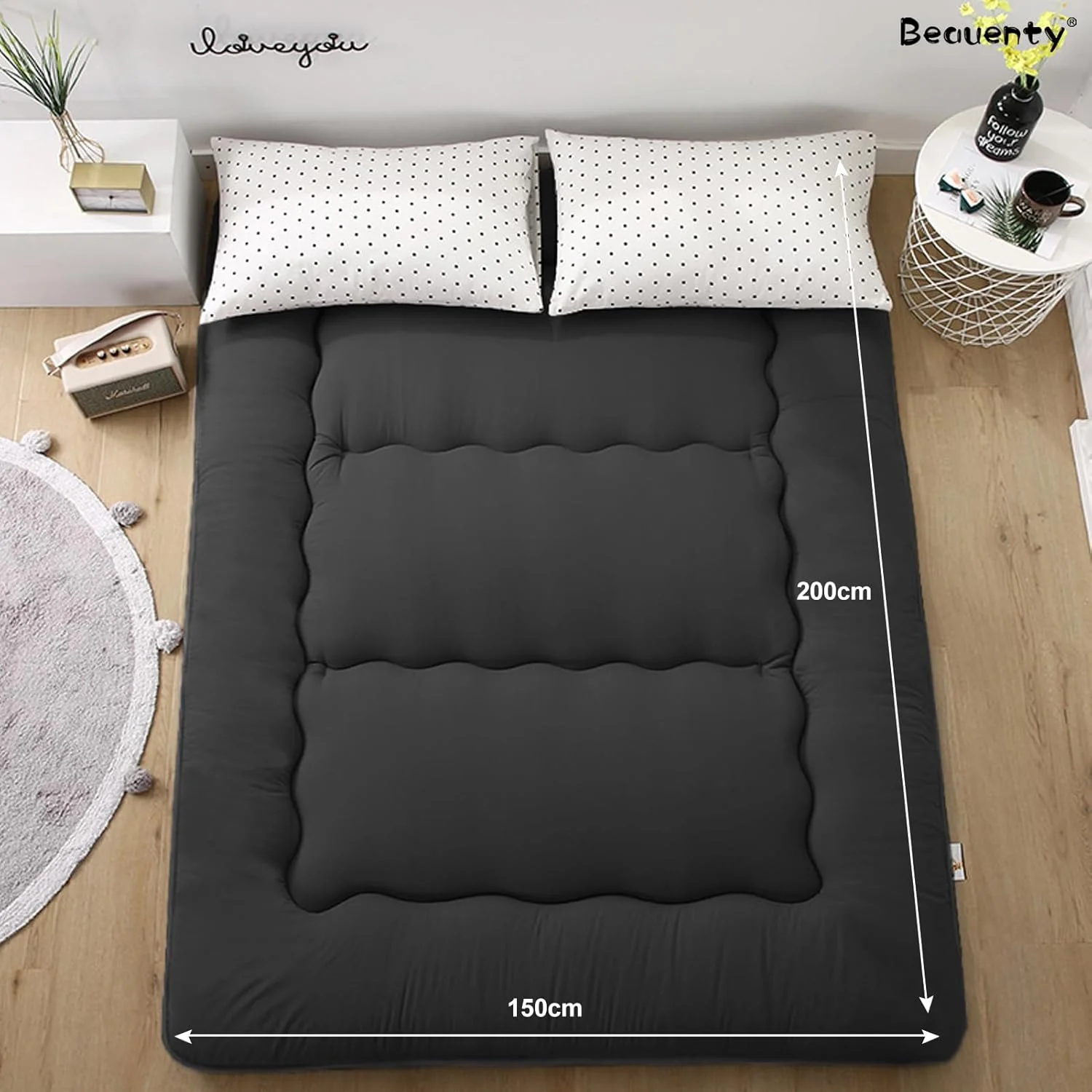 تشک فوتون تاتامی ژاپنی Beauenty، تشک فوتون فوم حافظه دار ضخیم، تختخواب تاشو مسافرتی (مشکی، 1.5 * 2.0 متر) تشک فوتون تاتامی ژاپنی Beauenty، تشک فوتون فوم حافظه دار ضخیم، تختخواب تاشو مسافرتی (مشکی، 1.5 * 2.0 متر)