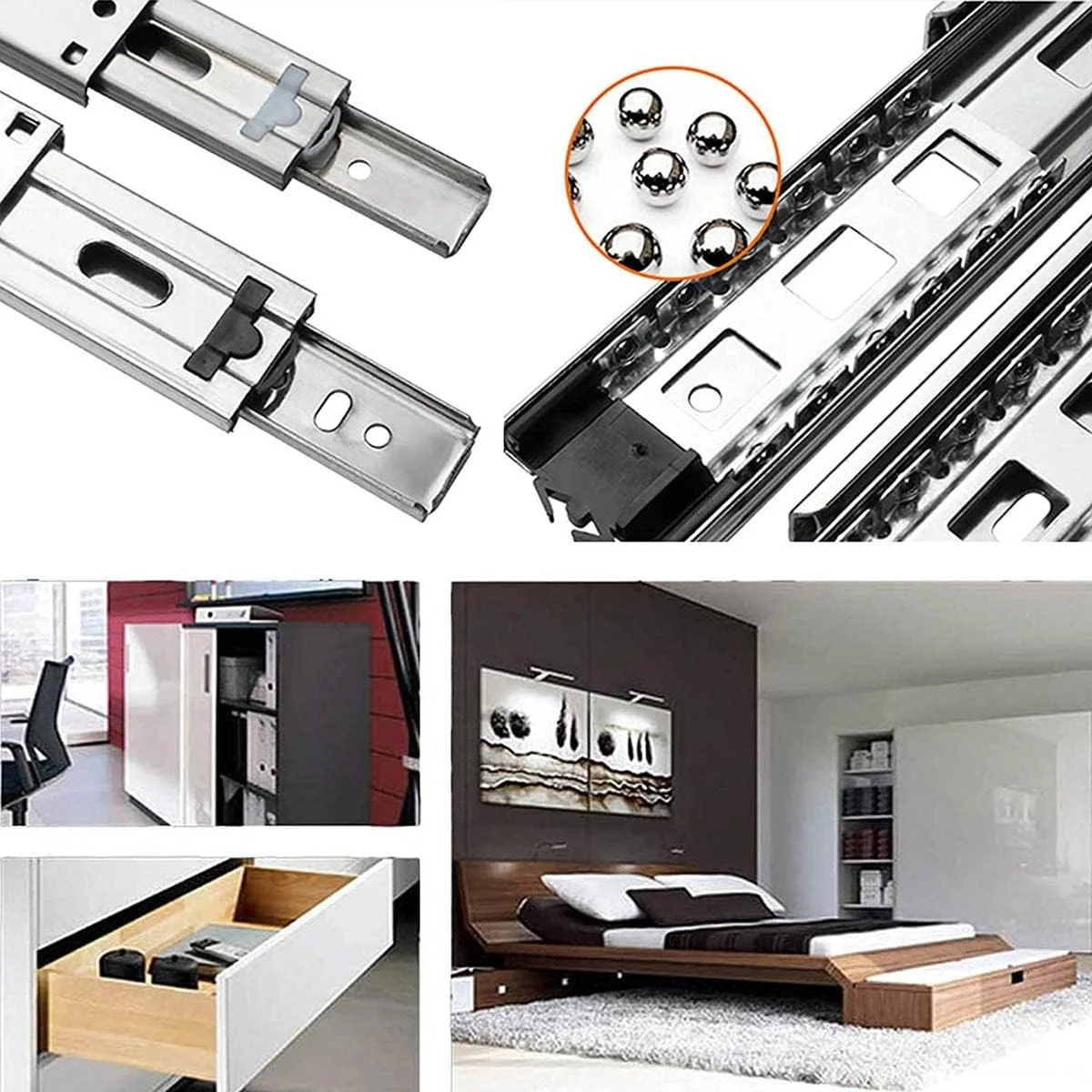 ریل کشو سه قسمتی با مکانیزم آرام بند، ریل های بلبرینگی کابینت با باز شدن کامل، حرکت روان و صدای کم، تحمل وزن 45 کیلوگرم (یک جفت)، رنگی ریل کشو سه قسمتی با مکانیزم آرام بند، ریل های بلبرینگی کابینت با باز شدن کامل، حرکت روان و صدای کم، تحمل وزن 45 کیلوگرم (یک جفت)، رنگی