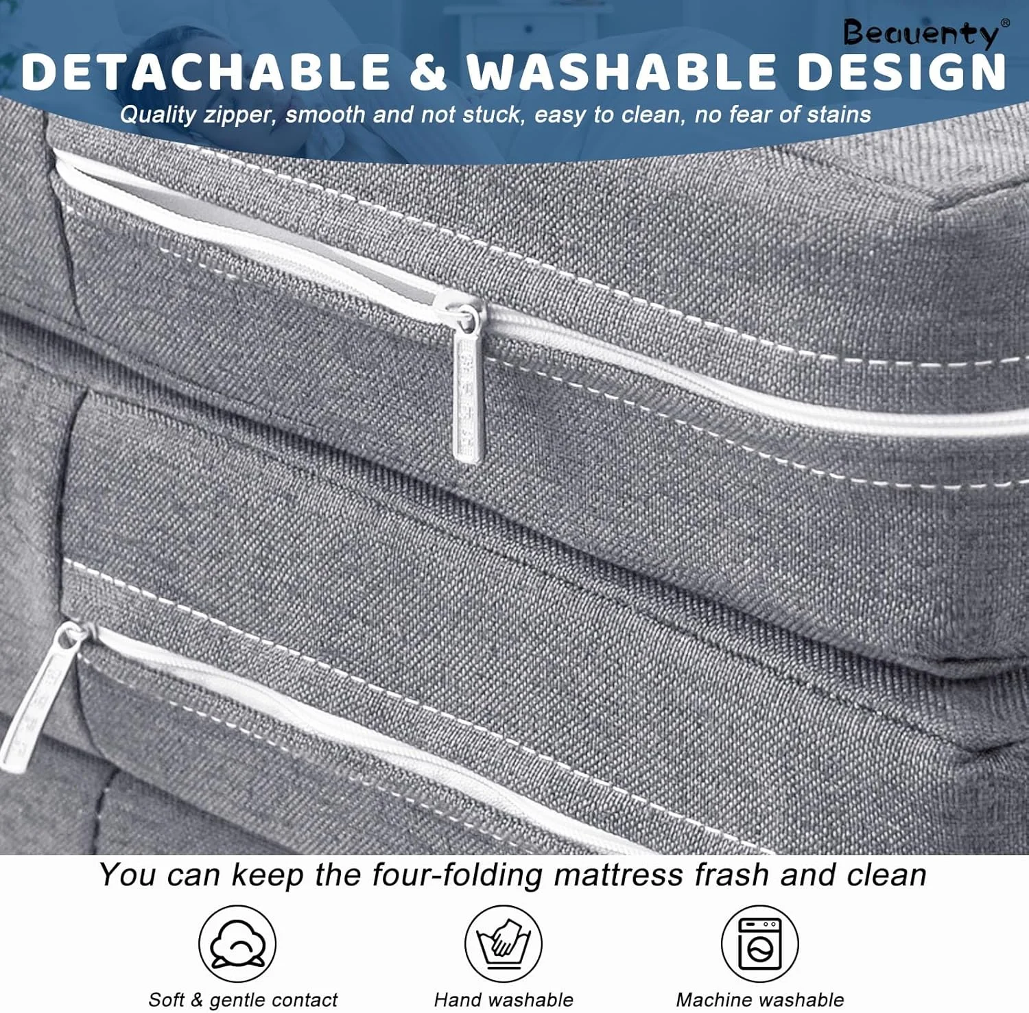 تشک تاشو Beauenty، تشک فوم حافظه دار 4 لایه، تشک یک نفره قابل حمل با روکش قابل شستشو، زیرانداز برای مسافرت، مهمان، خوابیدن، کمپینگ، 200 * 90 * 5 سانتی متر (خاکستری) تشک تاشو Beauenty، تشک فوم حافظه دار 4 لایه، تشک یک نفره قابل حمل با روکش قابل شستشو، زیرانداز برای مسافرت، مهمان، خوابیدن، کمپینگ، 200 * 90 * 5 سانتی متر (خاکستری)