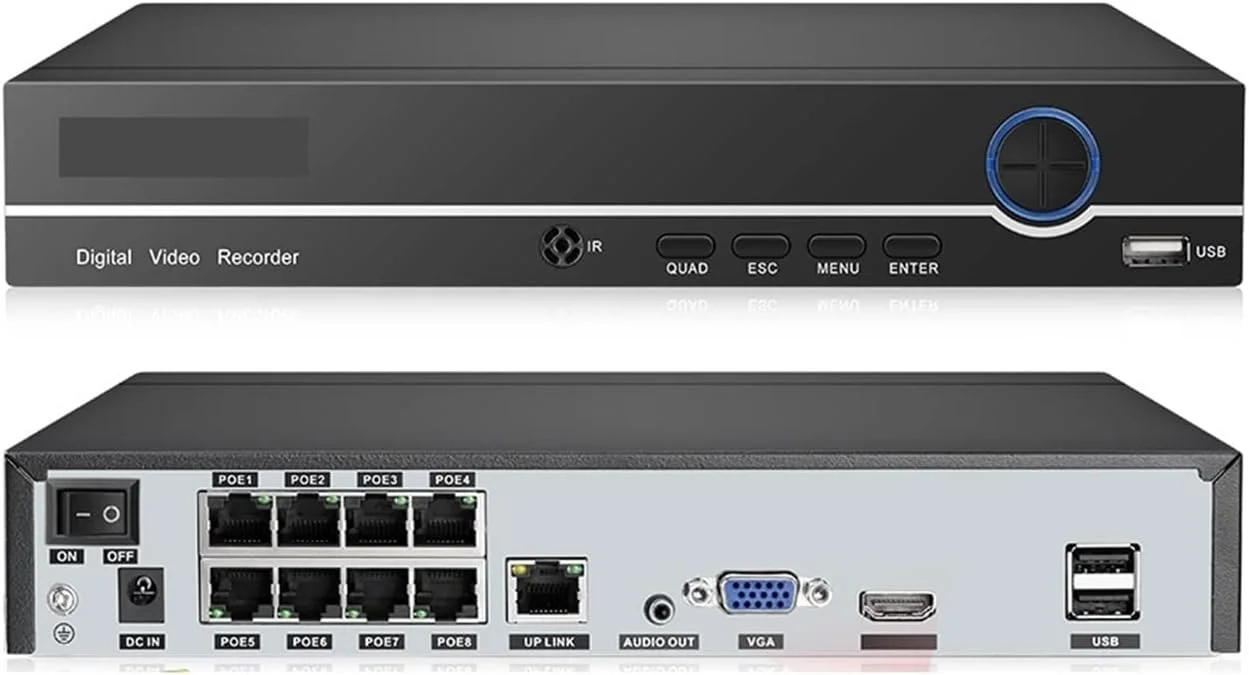 دستگاه ضبط ویدیویی تحت شبکه WRQzxcv H.265 4K 8CH PoE NVR 2MP 3MP 5MP برای دوربین مداربسته امنیتی منزل DVR