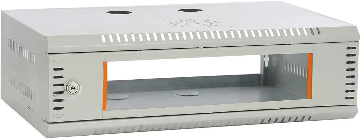 جعبه کابینت WON 2U CCTV/DVR/NVR با قفل/رک شبکه، فلز سفید، سازگار با CCTV، DVR، NVR، دستگاه های شبکه، نصب دیواری