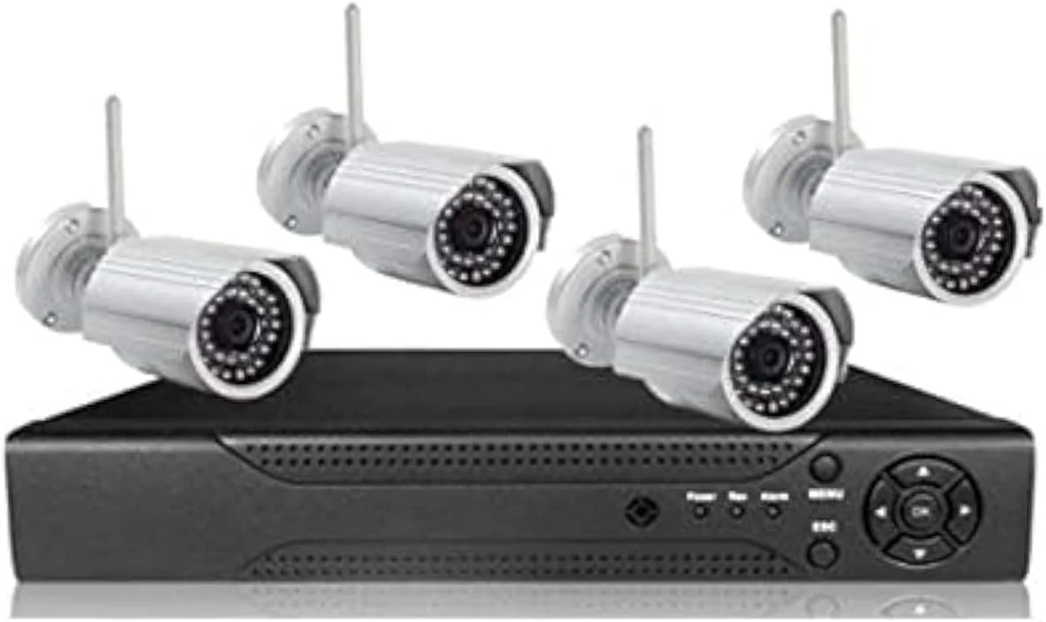 سیستم دوربین مداربسته امنیتی بی سیم 4 کانال وای فای NVR CCTV DVR IP مناسب فضای باز