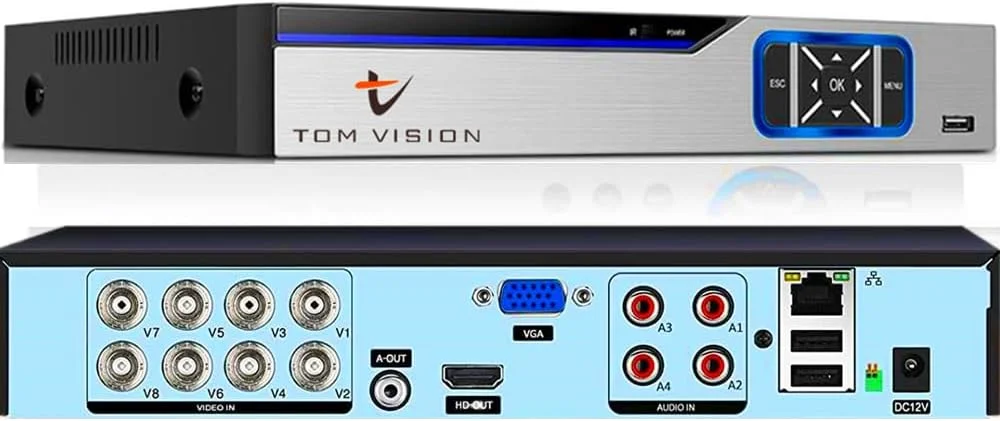 دستگاه ضبط ویدیویی دوربین مداربسته Tomvision CCTV DVR با 8 کانال 5MP Lite H.265+ برای سیستم دوربین مداربسته آنالوگ/AHD/TVI/IP، تشخیص هوشمند انسان/وسیله نقلیه با هوش مصنوعی، هشدار ایمیلی با عکس، مشاهده از راه دور دستگاه ضبط ویدیویی دوربین مداربسته Tomvision CCTV DVR با 8 کانال 5MP Lite H.265+ برای سیستم دوربین مداربسته آنالوگ/AHD/TVI/IP، تشخیص هوشمند انسان/وسیله نقلیه با هوش مصنوعی، هشدار ایمیلی با عکس، مشاهده از راه دور
