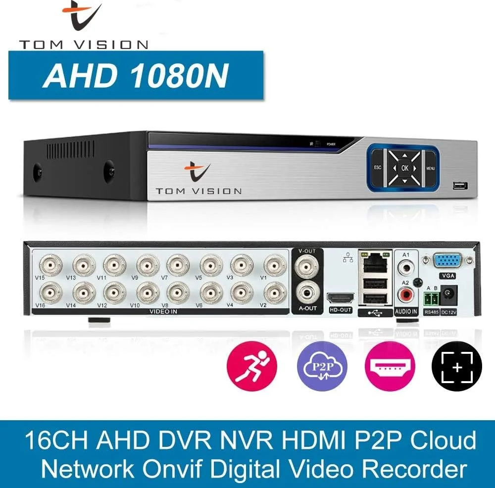 دستگاه ضبط 16 کانال Tomvision DVR، سیستم امنیتی مداربسته AHD، پشتیبانی از فضای ابری، 5 در 1 دستگاه ضبط 16 کانال Tomvision DVR، سیستم امنیتی مداربسته AHD، پشتیبانی از فضای ابری، 5 در 1