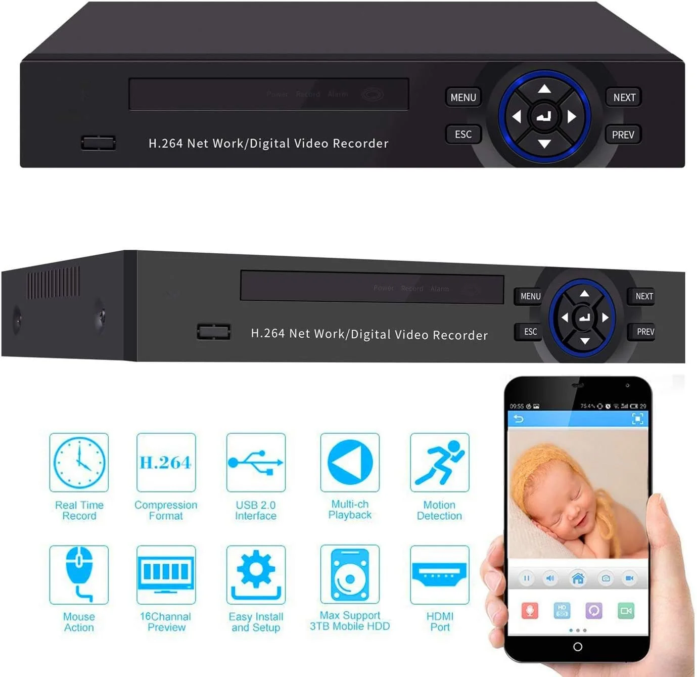 سیستم امنیتی نظارتی 16 کاناله Tomvision Full HD 1280 X 720P، دستگاه ضبط ویدیویی مستقل 16 کاناله H.264 DVR NVR AHD به همراه 16 عدد دوربین بولت ضد آب IP66 دید در شب/روز مادون قرمز سیستم امنیتی نظارتی 16 کاناله Tomvision Full HD 1280 X 720P، دستگاه ضبط ویدیویی مستقل 16 کاناله H.264 DVR NVR AHD به همراه 16 عدد دوربین بولت ضد آب IP66 دید در شب/روز مادون قرمز