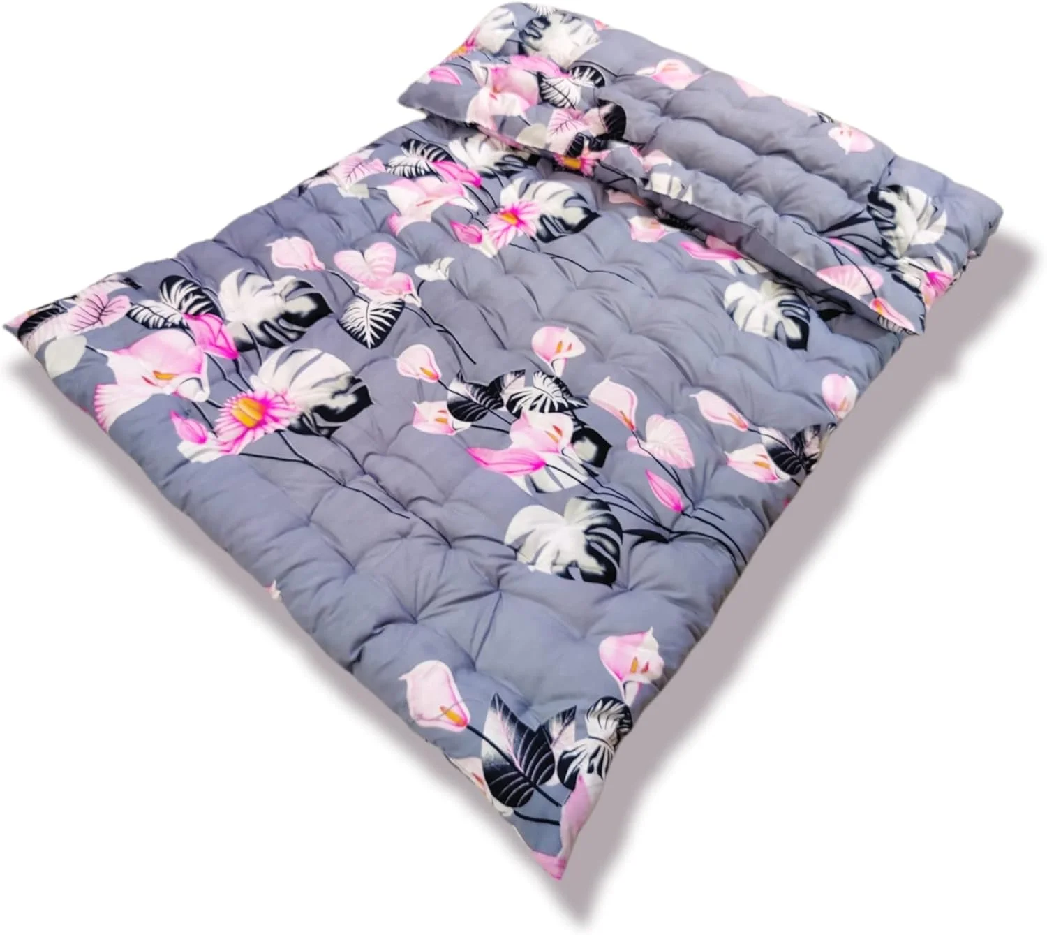 تشک تک نفره نرم و پنبهای تاشو و سبک وزن ATOOTFUSION | گدا (رنگ ثابت، ظرفیت 1 نفر، 3 در 6 فوت یا 72 در 36 اینچ) طرح گل خاکستری تشک تک نفره نرم و پنبهای تاشو و سبک وزن ATOOTFUSION | گدا (رنگ ثابت، ظرفیت 1 نفر، 3 در 6 فوت یا 72 در 36 اینچ) طرح گل خاکستری