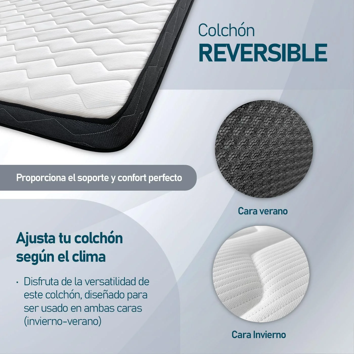 تشک دو طرفه آنلاین Amuéblate سایز 105 در 180 سانتی متر ایده آل برای تخت های تاشو یا تخت های دو طبقه، مقاوم در برابر کنه، ضد باکتری و ضد حساسیت تشک دو طرفه آنلاین Amuéblate سایز 105 در 180 سانتی متر ایده آل برای تخت های تاشو یا تخت های دو طبقه، مقاوم در برابر کنه، ضد باکتری و ضد حساسیت