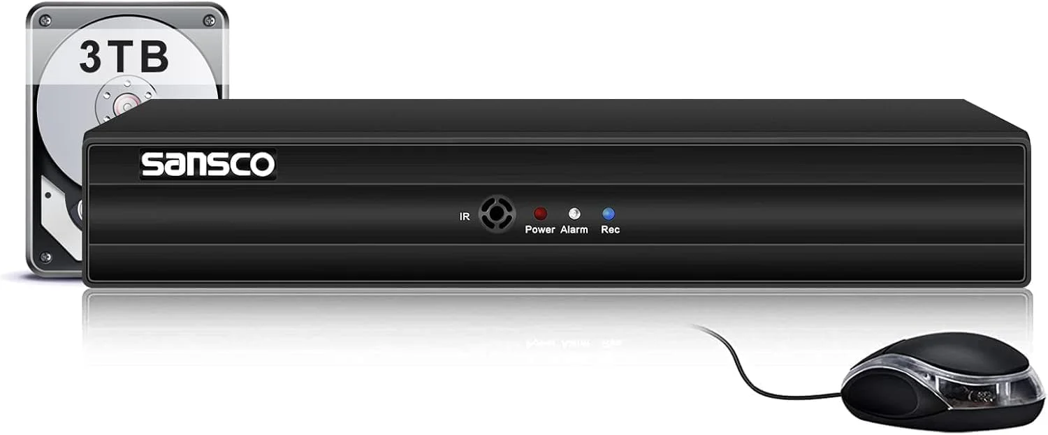 دستگاه ضبط ویدیویی دیجیتال 8 کانال SANSCO HD 1080p Lite با هارد دیسک 3 ترابایتی برای سیستم دوربین مداربسته، پشتیبانی از دوربین های AHD/CVI/TVI/IP/CVBS، کار با اپلیکیشن موبایل، هشدارهای فعال شده با حرکت دستگاه ضبط ویدیویی دیجیتال 8 کانال SANSCO HD 1080p Lite با هارد دیسک 3 ترابایتی برای سیستم دوربین مداربسته، پشتیبانی از دوربین های AHD/CVI/TVI/IP/CVBS، کار با اپلیکیشن موبایل، هشدارهای فعال شده با حرکت