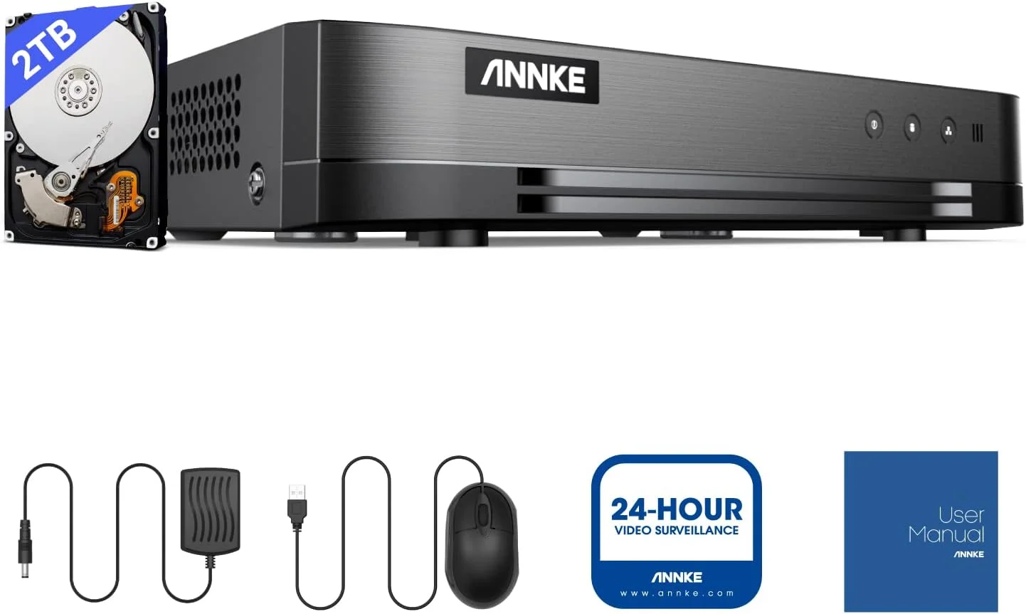 دستگاه ضبط ویدیویی امنیتی 16 کانال Annke 1080P Lite DVR 5-in-1 با هارد دیسک 1 ترابایتی، HDMI/VGA، اسکن سریع کد QR، دسترسی آسان از راه دور، تشخیص حرکت و هشدارهای ایمیل دستگاه ضبط ویدیویی امنیتی 16 کانال Annke 1080P Lite DVR 5-in-1 با هارد دیسک 1 ترابایتی، HDMI/VGA، اسکن سریع کد QR، دسترسی آسان از راه دور، تشخیص حرکت و هشدارهای ایمیل